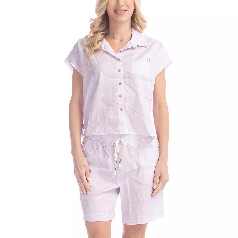 Women's Ocean Pacific® Field of Dreams Pajama Top & Pajama Shorts Set, Size: Small, Mini Star Product Image