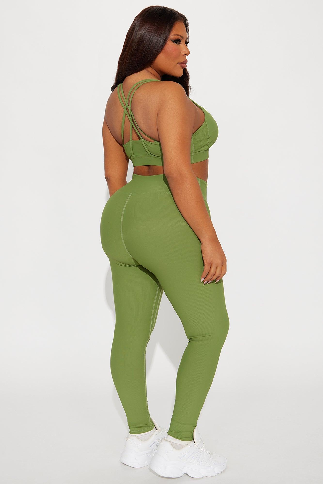 Pace It Ribbed Active Set - Olive Product Image