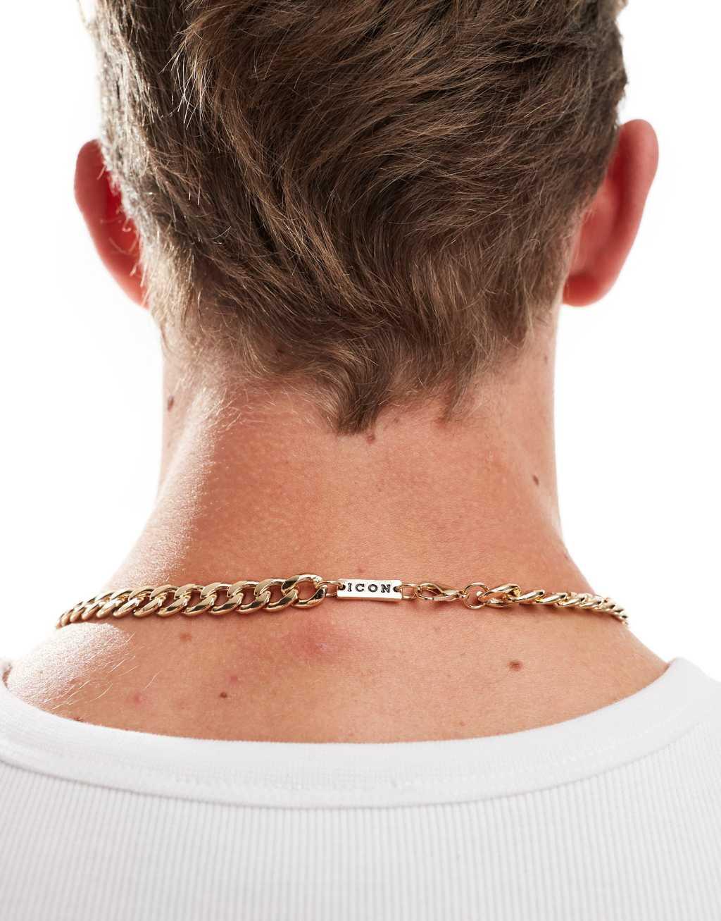 Icon Brand curb chain necklace with tigers eye in gold Product Image