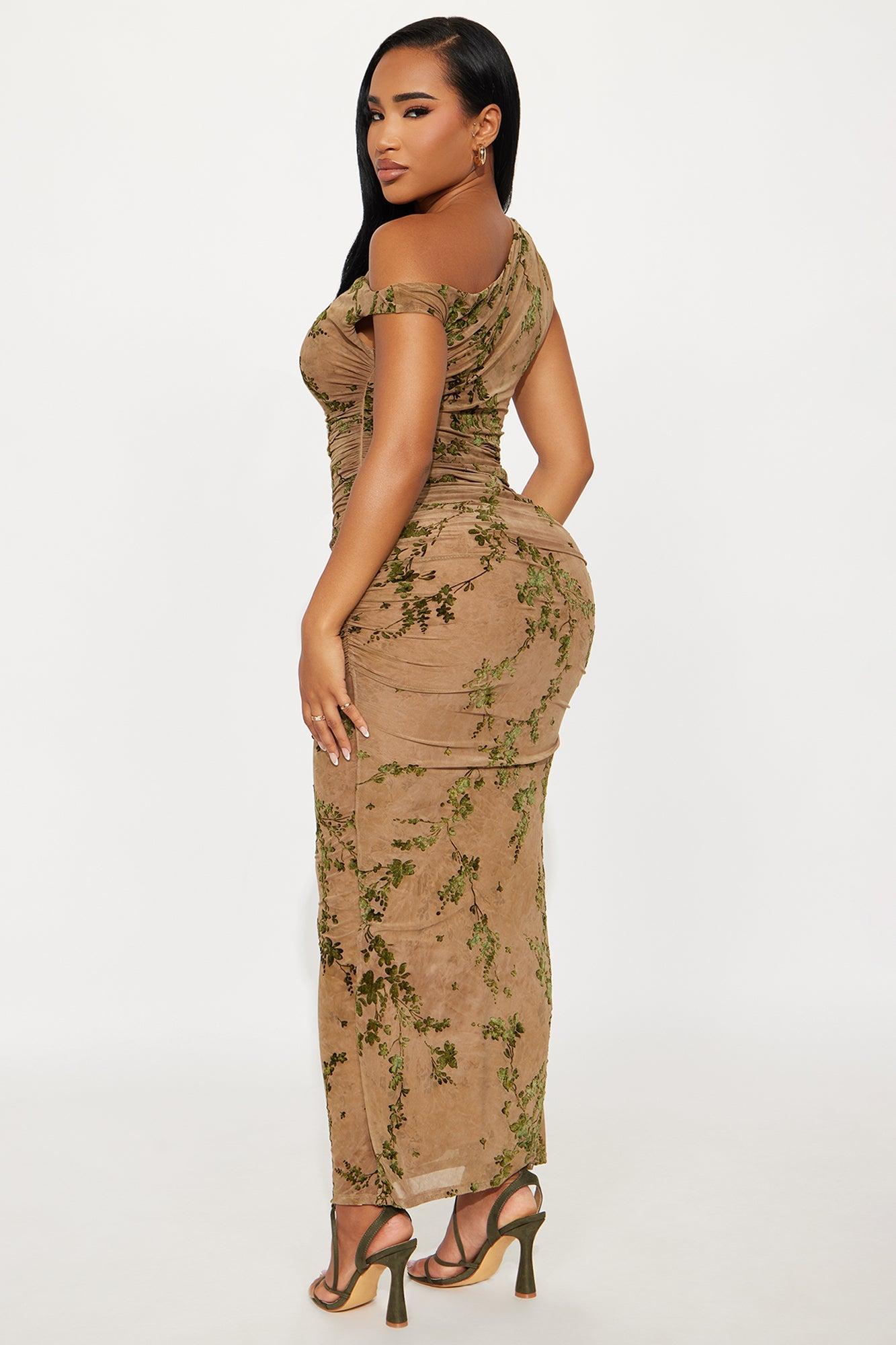Davina Mesh Maxi Dress - Green/combo Product Image