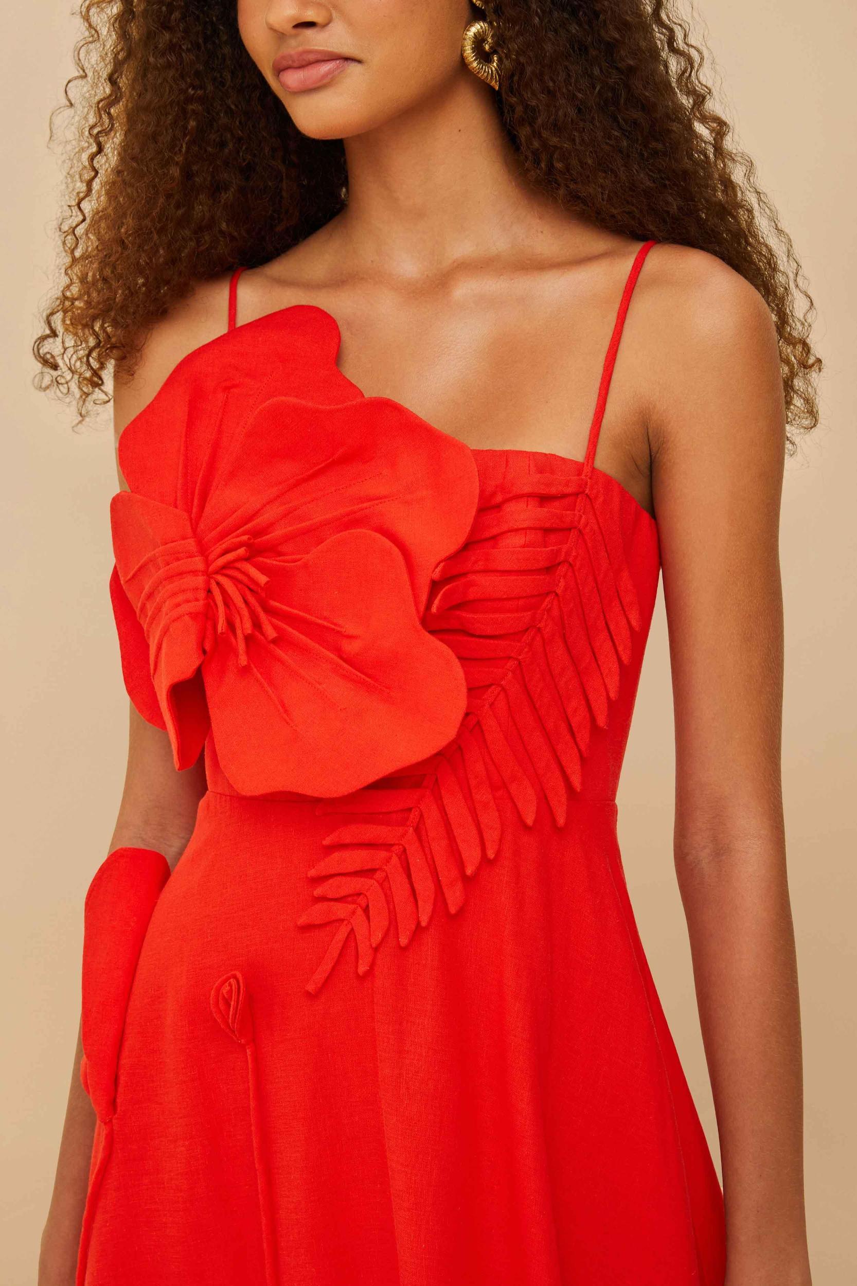 Red Garden Lenzing Ecovero Euroflax Midi Dress, RED / M Product Image