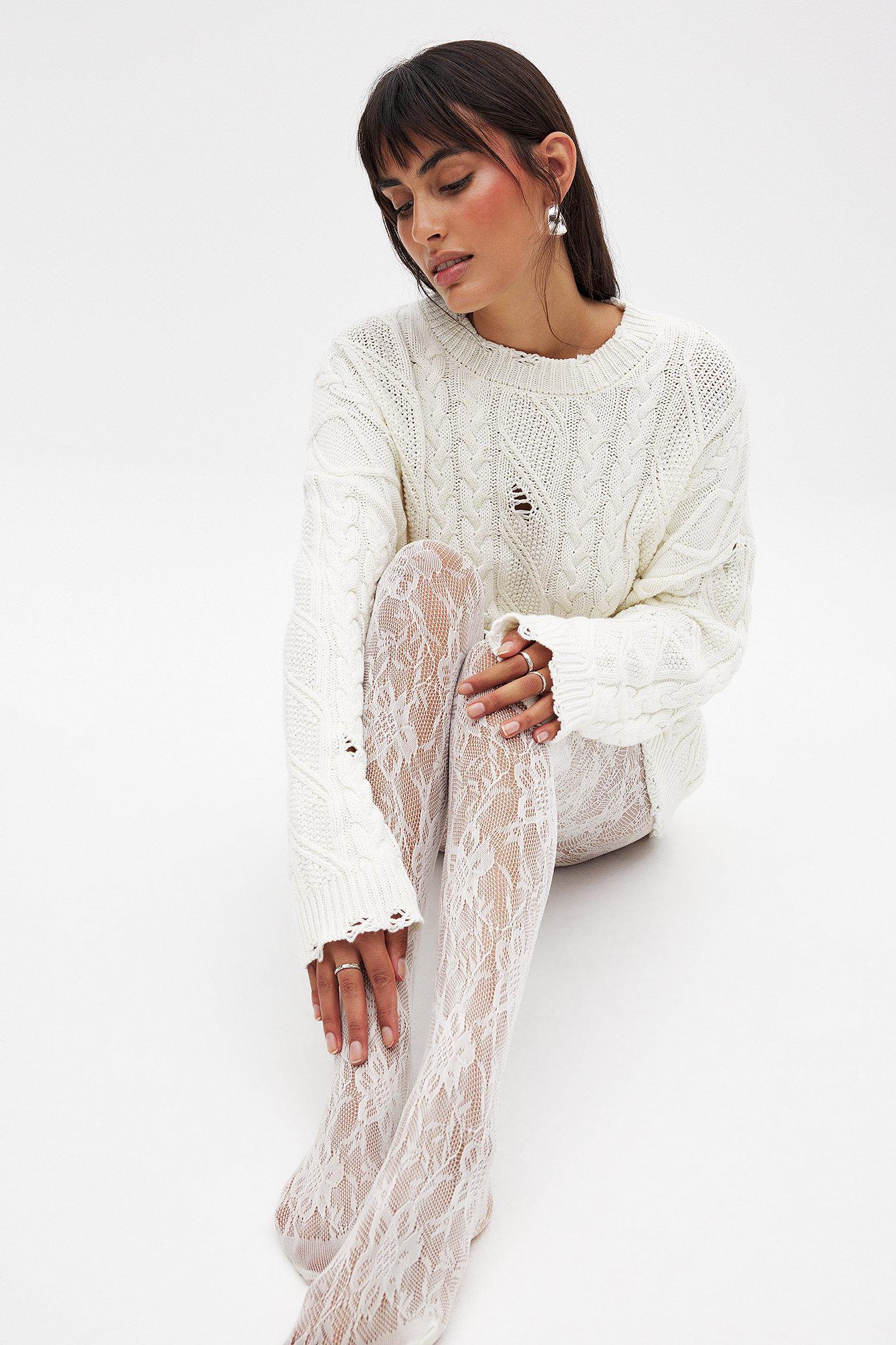 White Lace Tights Product Image