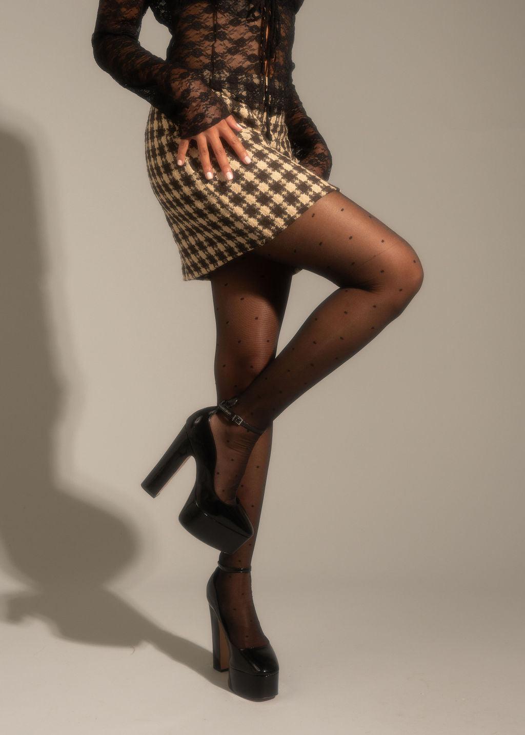 Black Polka Dot Tights Product Image