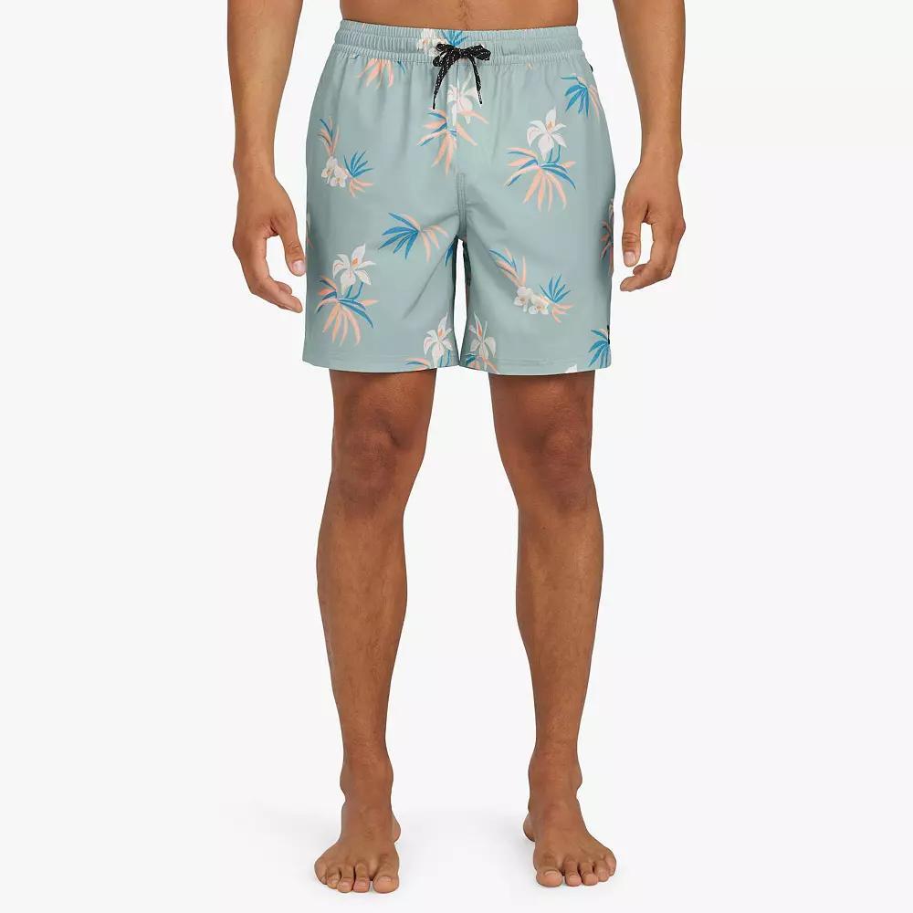 Men's Quiksilver 6.5" Floral Swim Trunks, Size: Large, Jade Grey Product Image