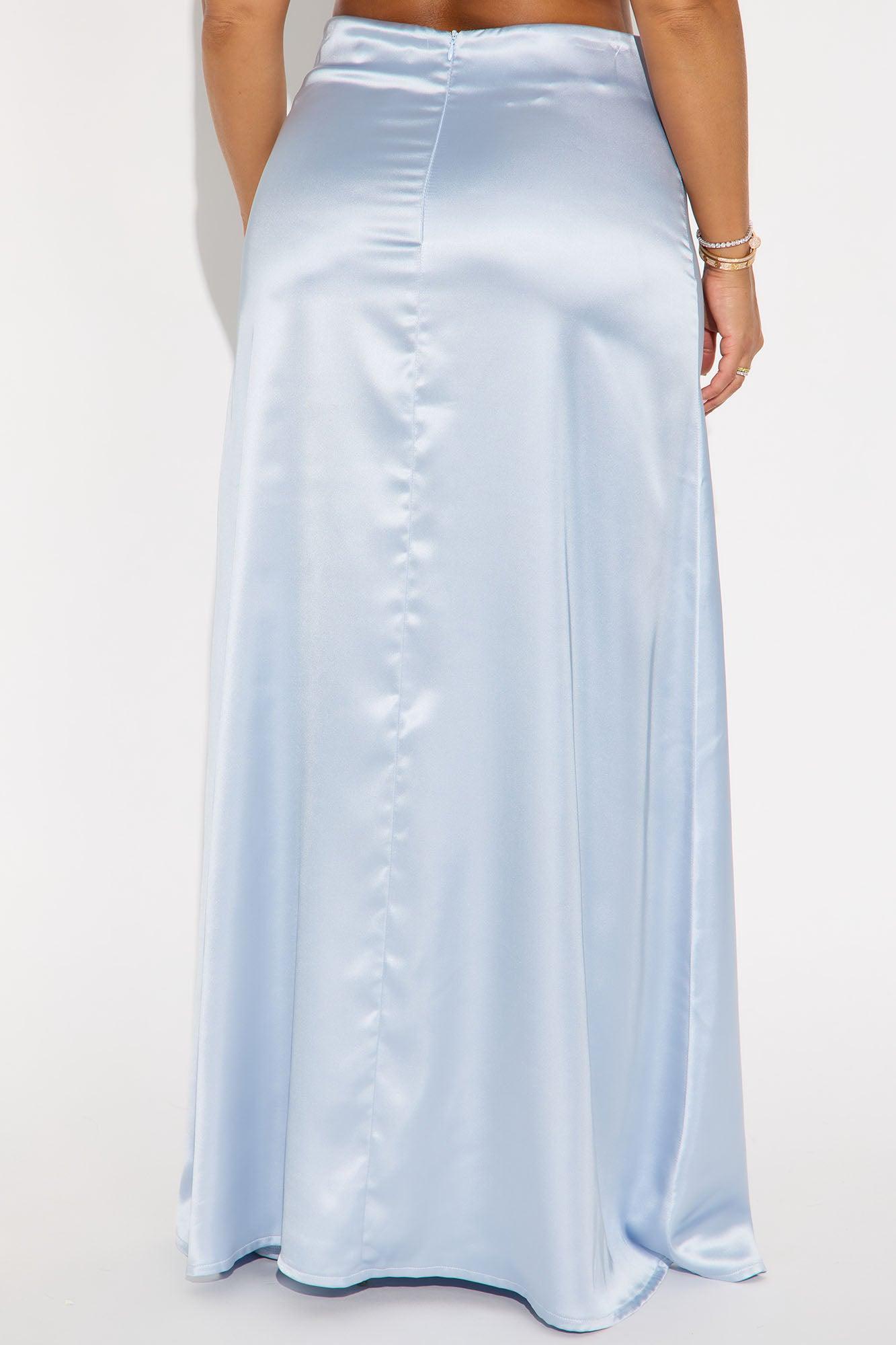 Estella Satin Maxi Skirt - Light Blue Product Image