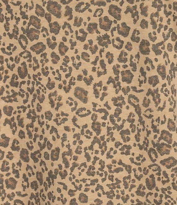 Lucky Brand Classic Crew Neck Short Sleeve Leopard Print Top Product Image