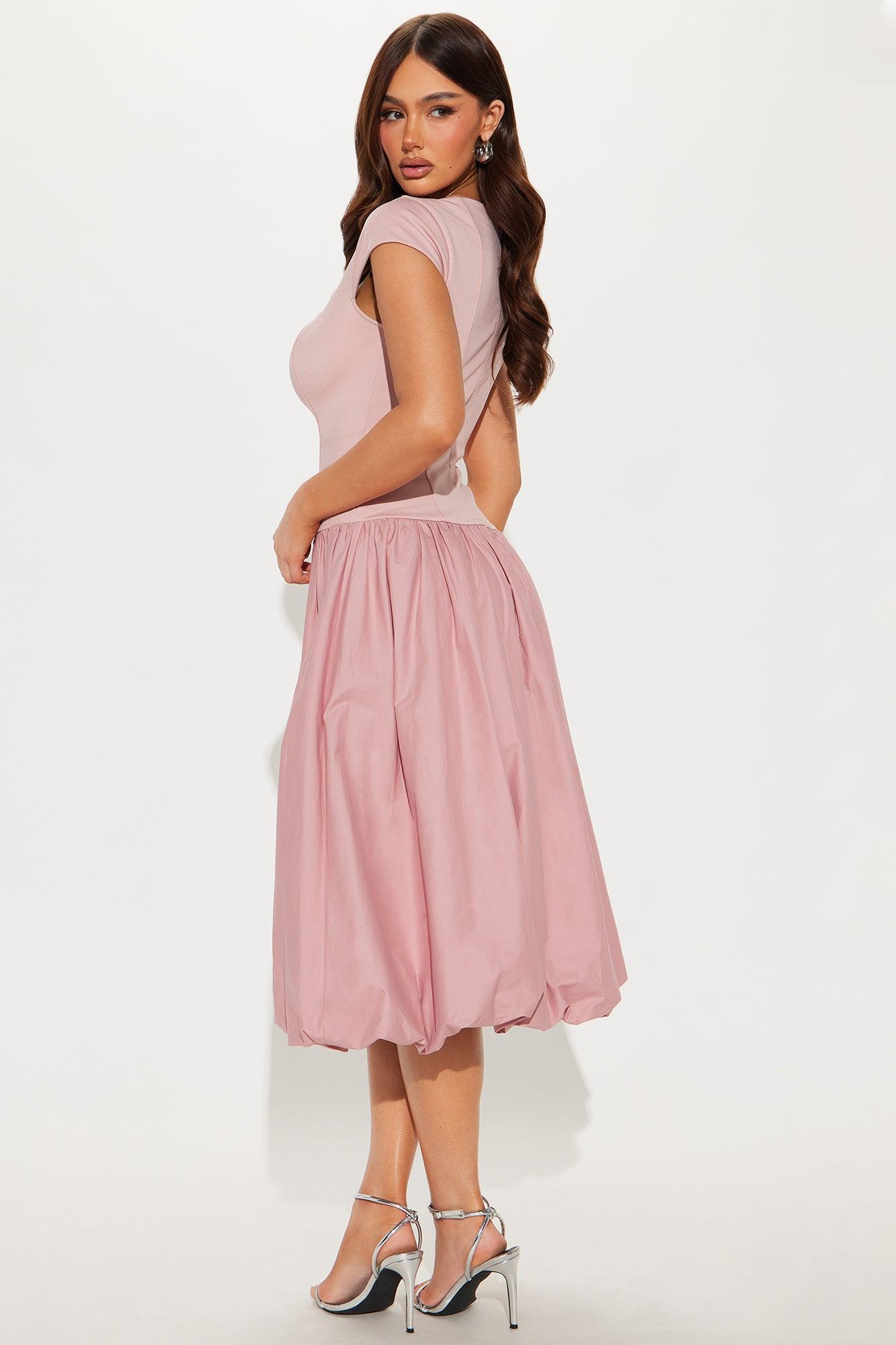 Irene Poplin Bubble Midi Dress - Mauve Product Image