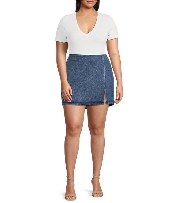 Good American Plus Size Denim Mini Skirt Product Image