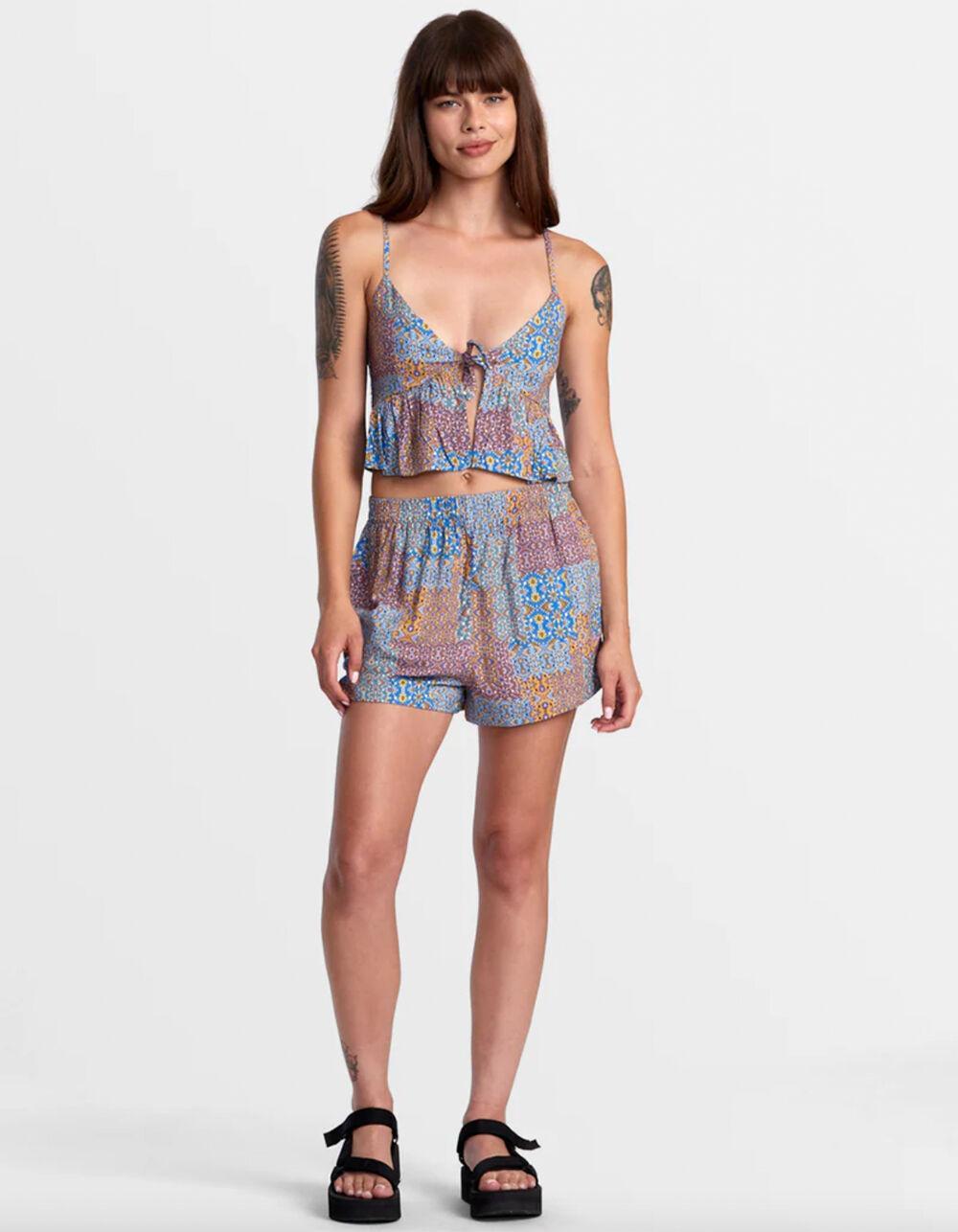 RVCA Bridgette Peplum Womens Crop Top - BLUE COMBO Product Image