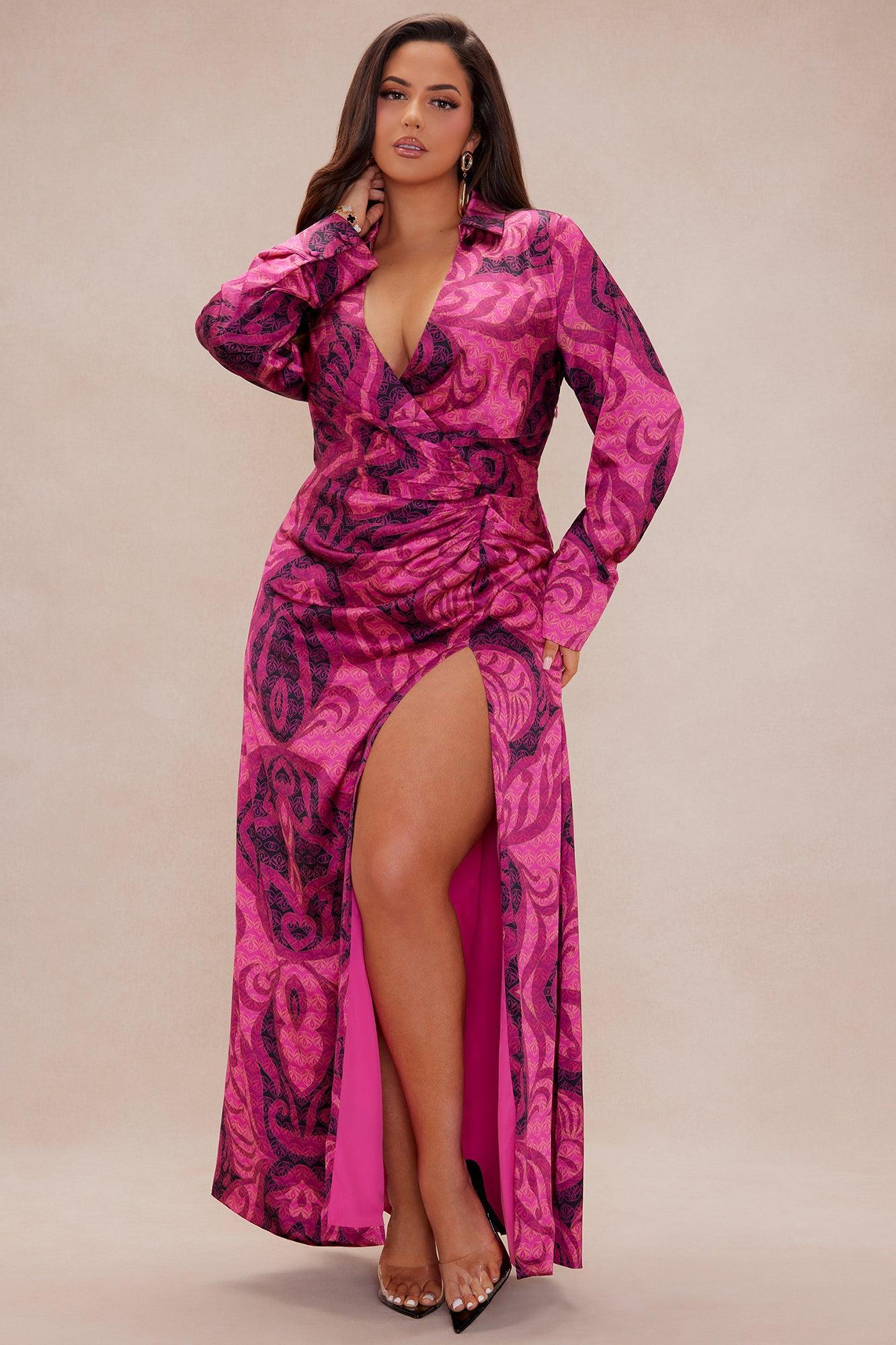 Resort Satin Maxi Dress - Pink/combo Product Image
