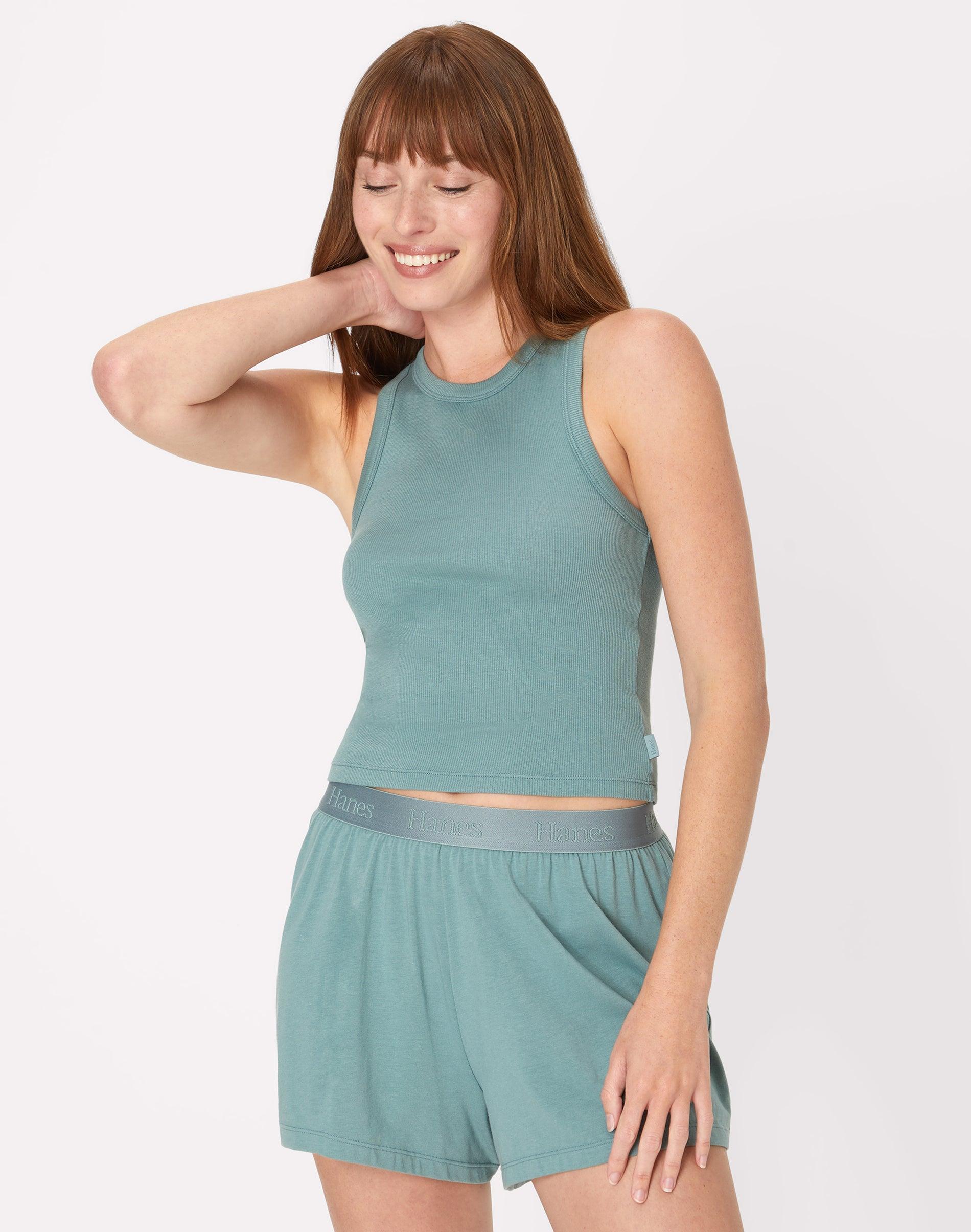 Hanes Originals Womens Supersoft Comfywear Rib Racerback Crop Tank Stargazer Grey 2X Product Image