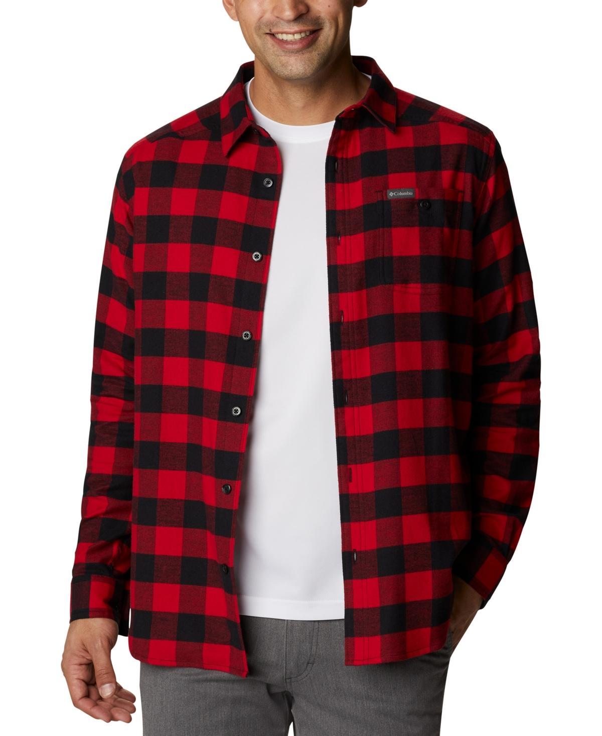Mens Columbia Cornell Woods Flannel Shirt Dark Grey Tartan Product Image