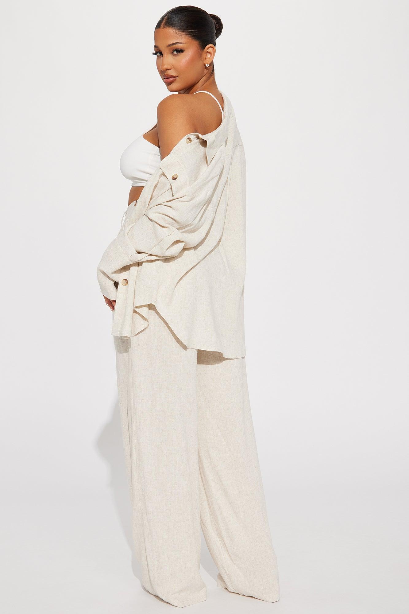 Reese Linen Pant Set - Oatmeal Product Image