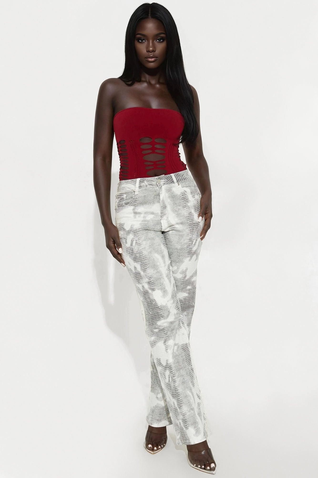 Wild Dreamer Printed Flare Jeans - White/combo Female Product Image