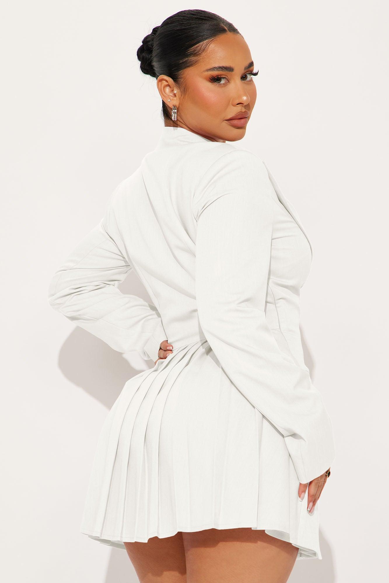 Delani Mini Blazer Dress - White Product Image