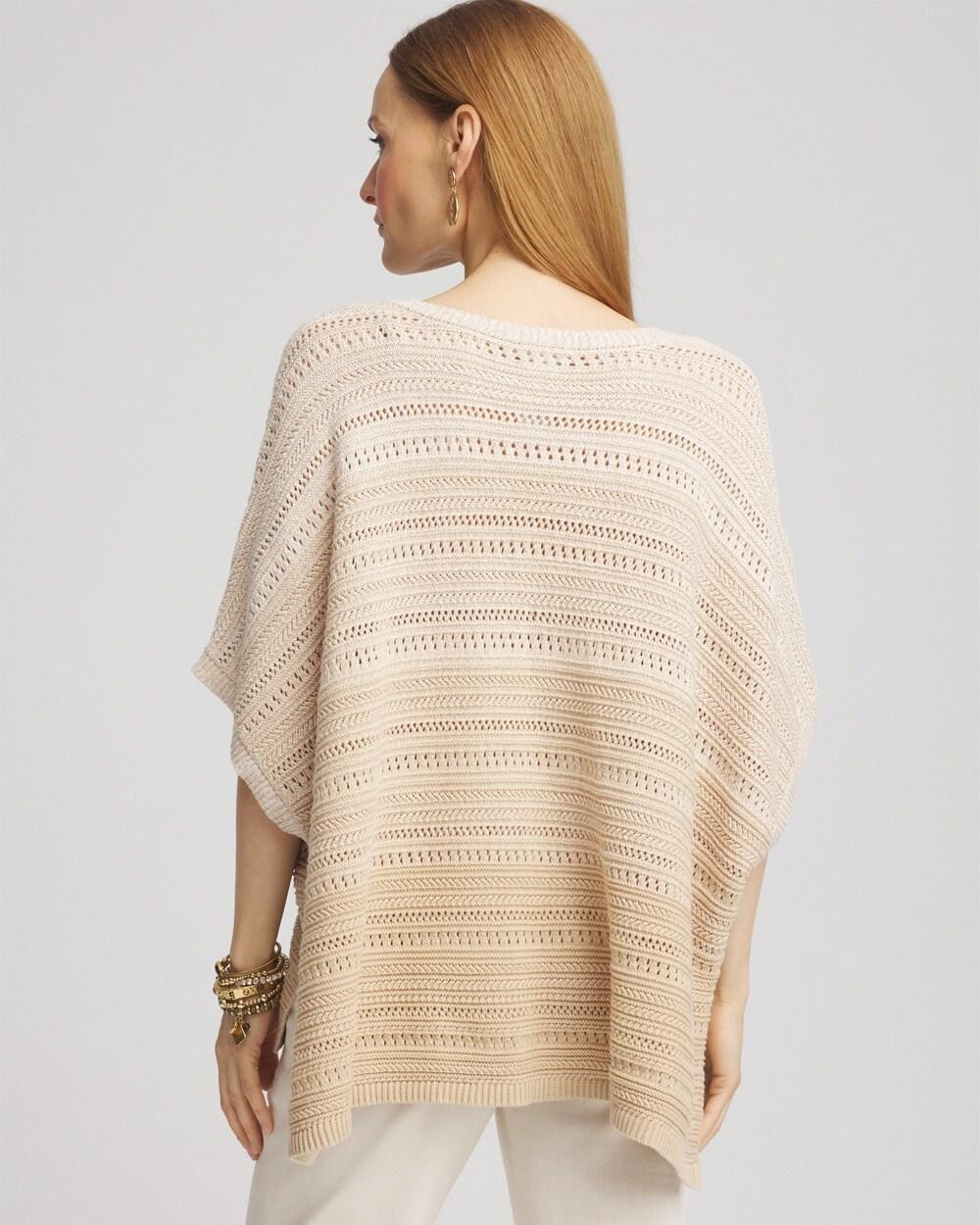 Ombre V-Neck  Knit Poncho Product Image