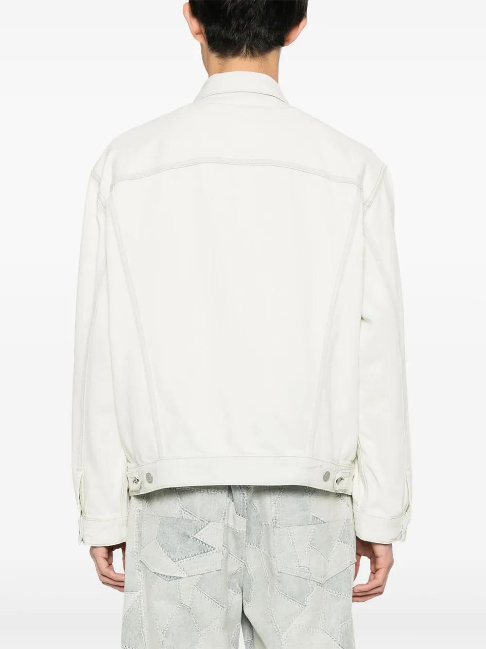 distressed panelled denim jacket Product Image