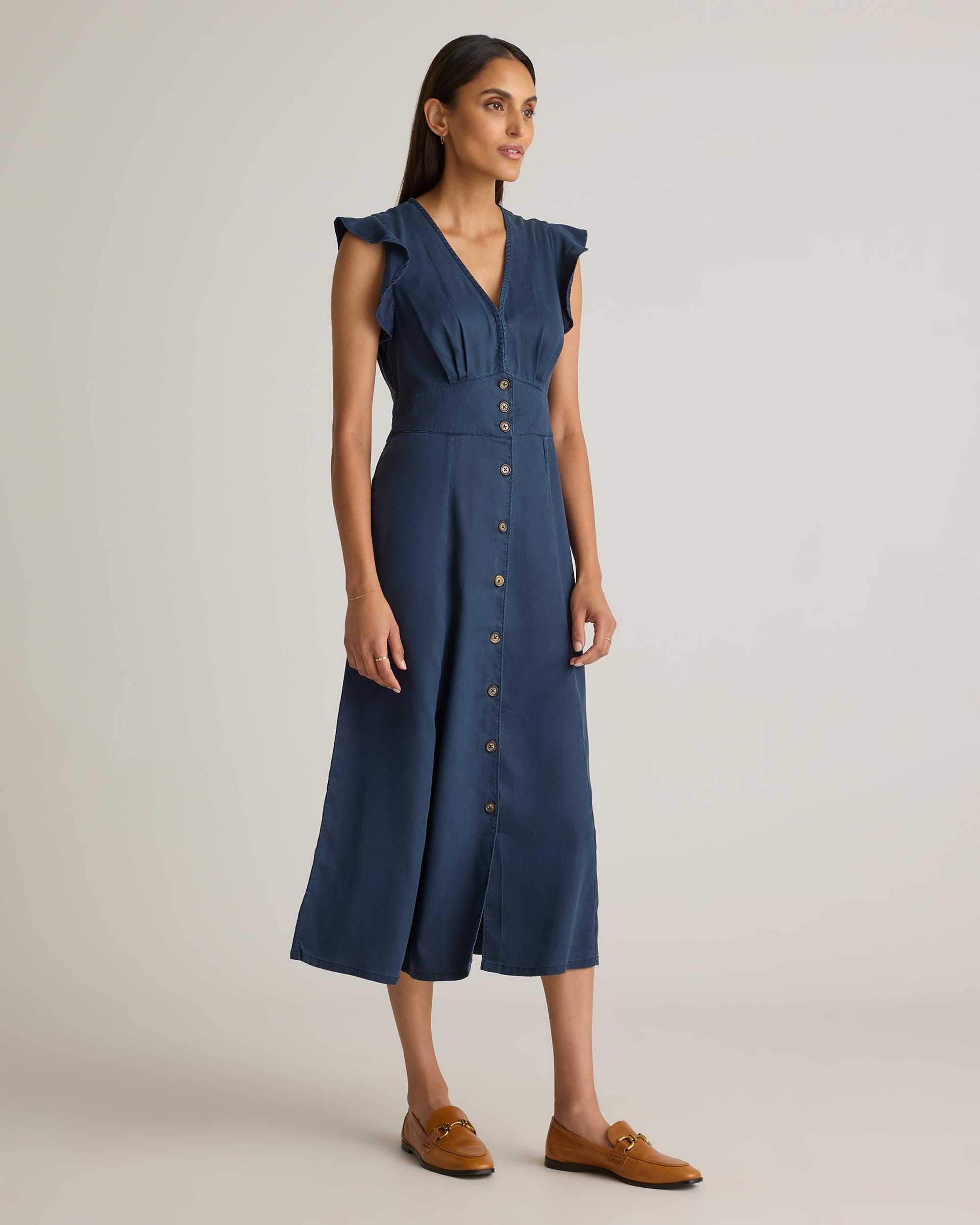 Quince | Women's Vintage Wash Tencel Button Front Midi Dress Product Image