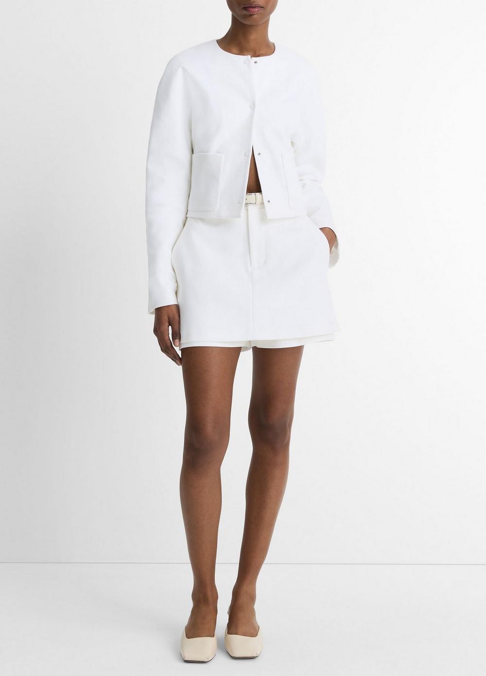 Womens Italian Cotton Collarless Jacket, Optic White, Size S Vince Product Image