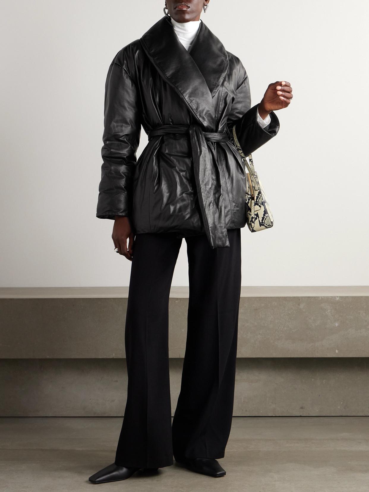 NOUR HAMMOUR Cora Leather Puffer Jacket In Black Product Image