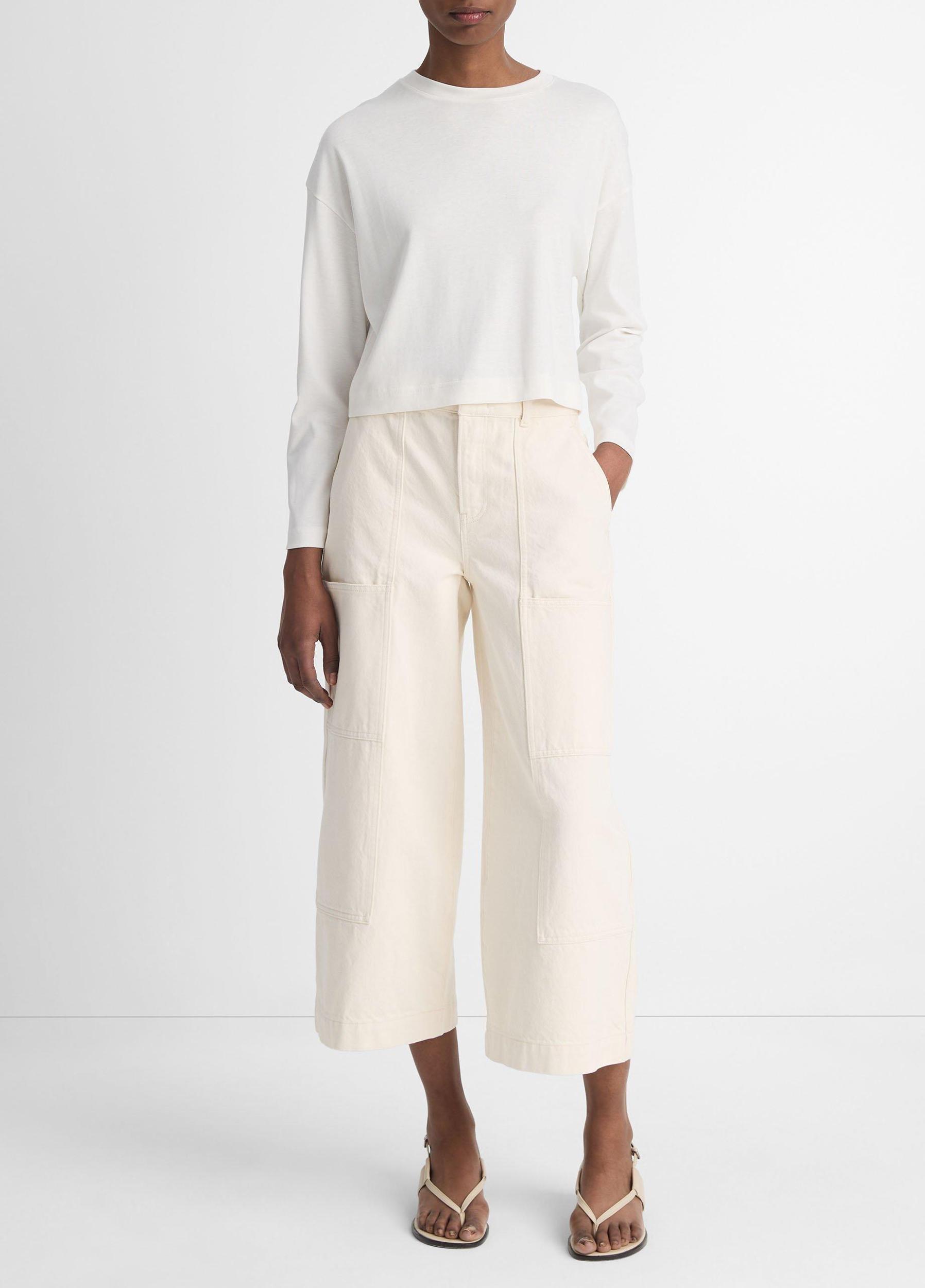 Pima Cotton Long-Sleeve Cropped T-Shirt Product Image