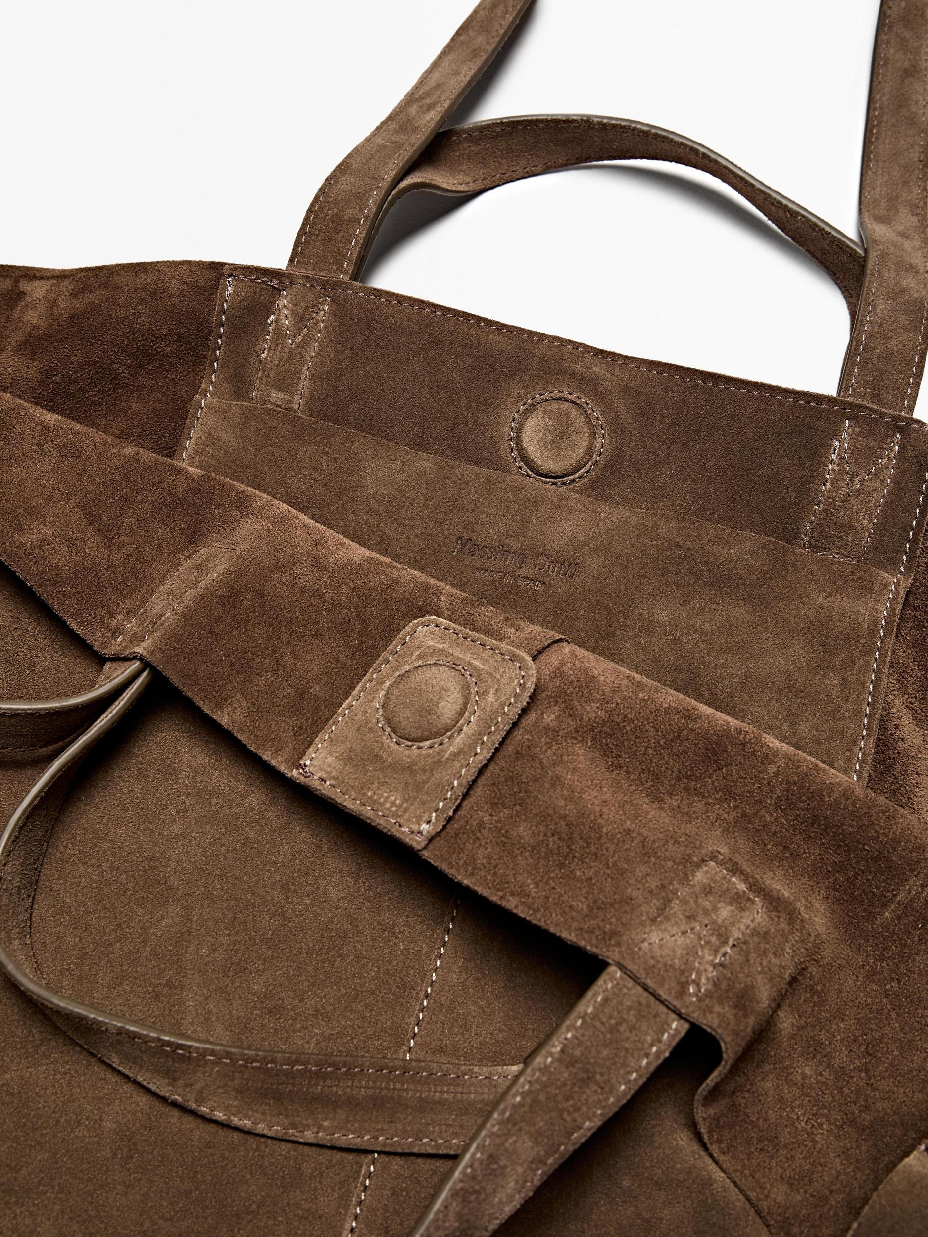 Leather and split leather maxi shopper bag Product Image