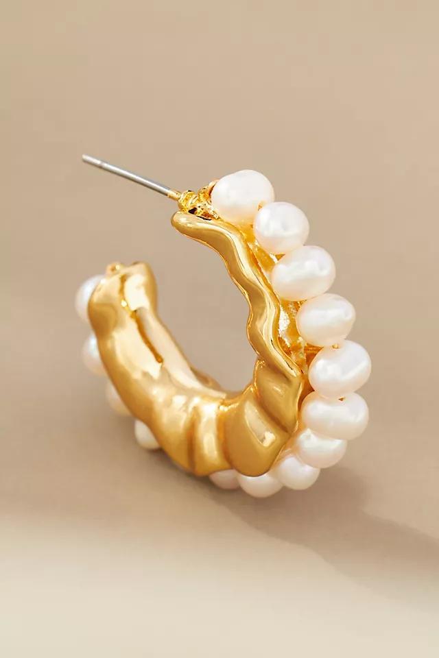 Mini Pearl Hoop Earrings Product Image