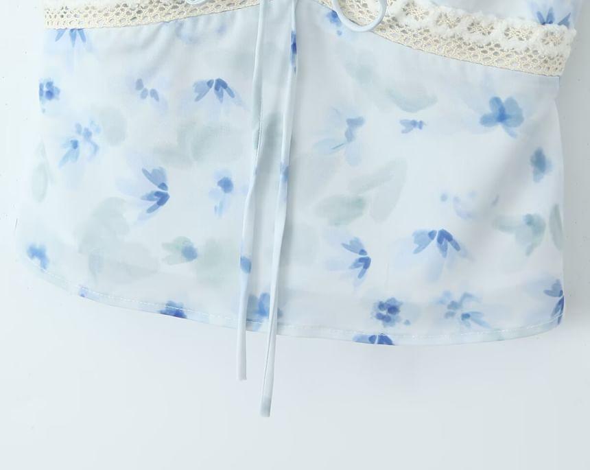 V-Neck Floral Print Crop Cami Top Product Image
