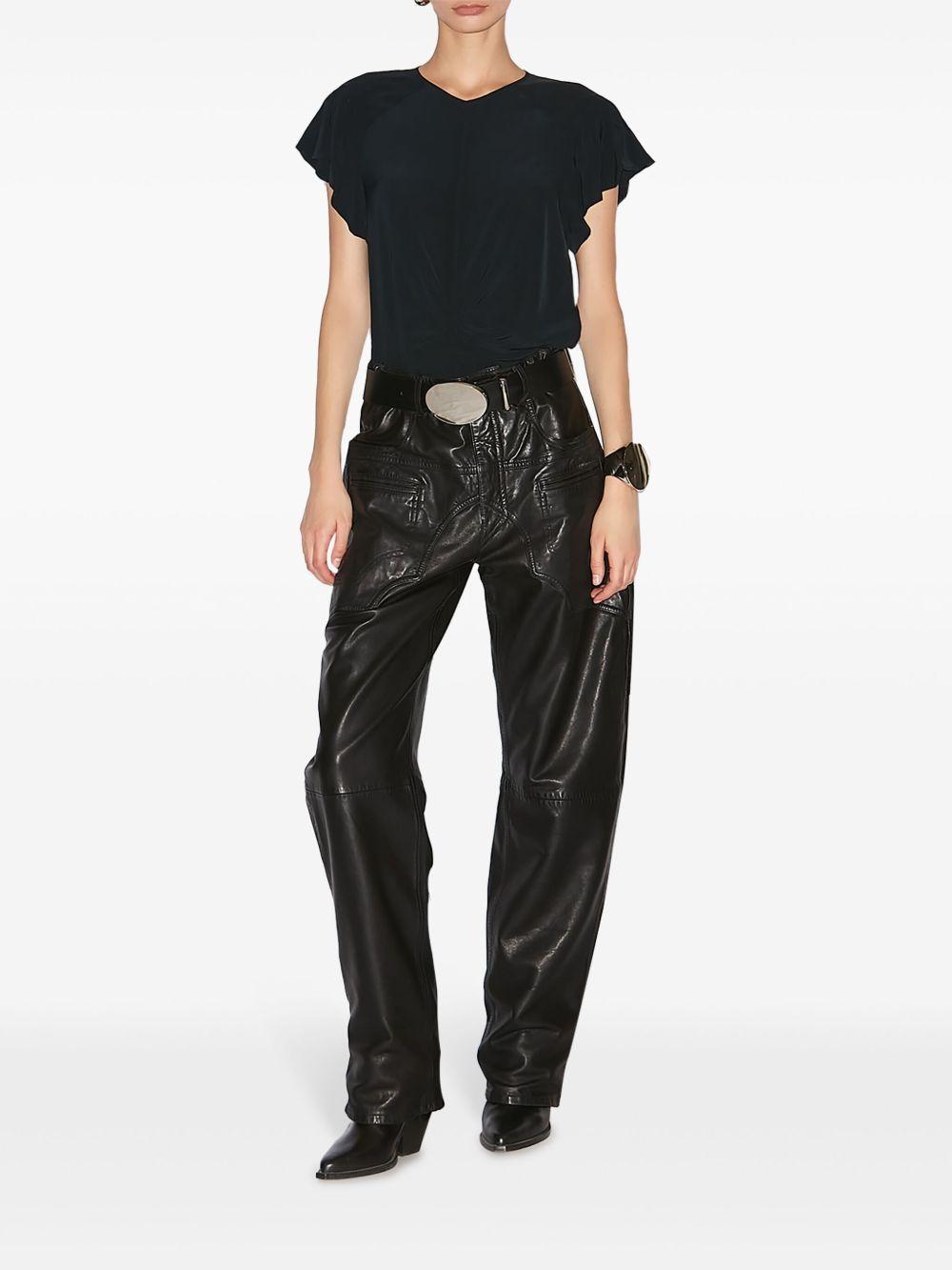 ISABEL MARANT Tullya Viscose Ruched Detail T-shirt In Black Product Image
