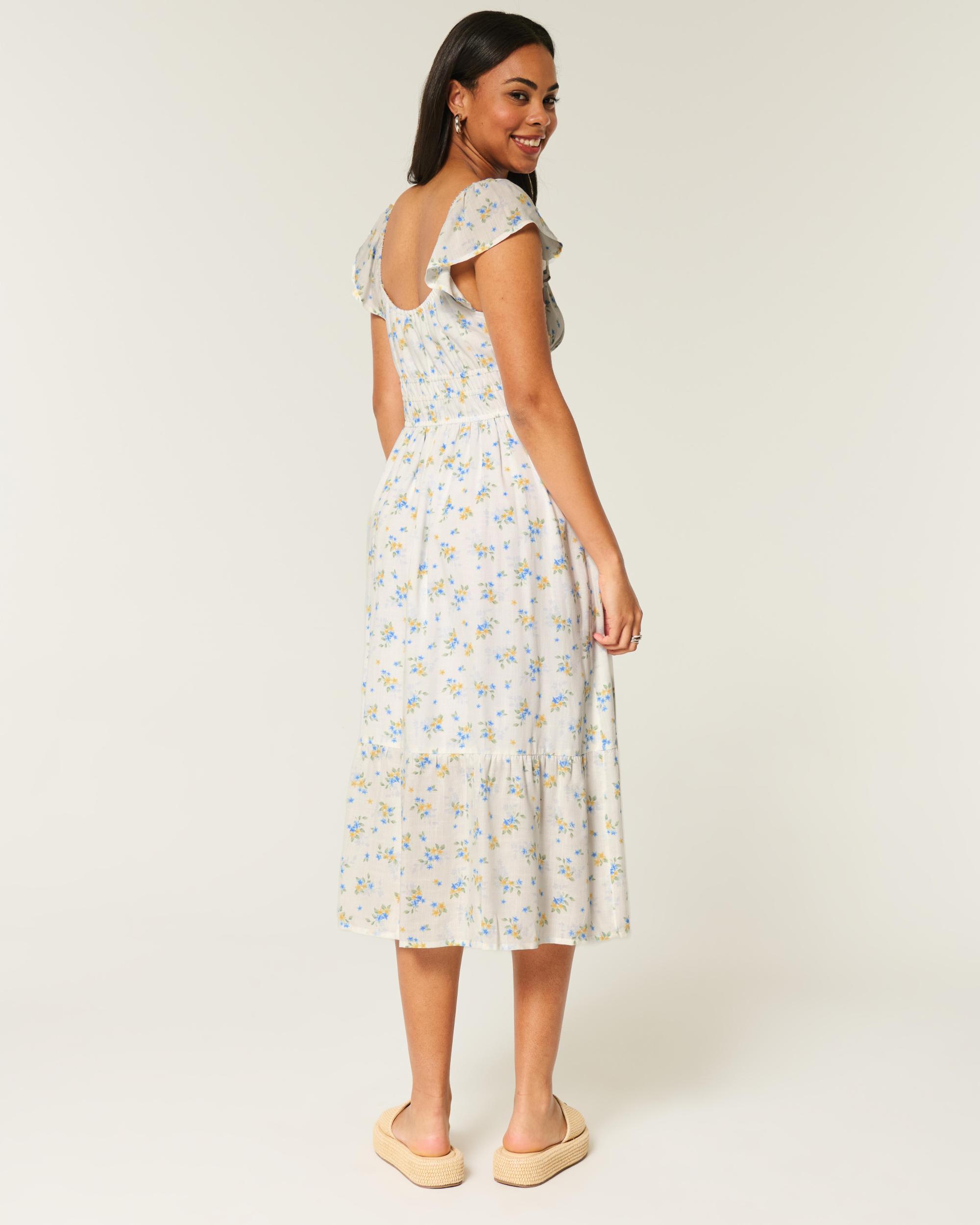 Flutter Sleeve Double-Tie Midi Dress Product Image