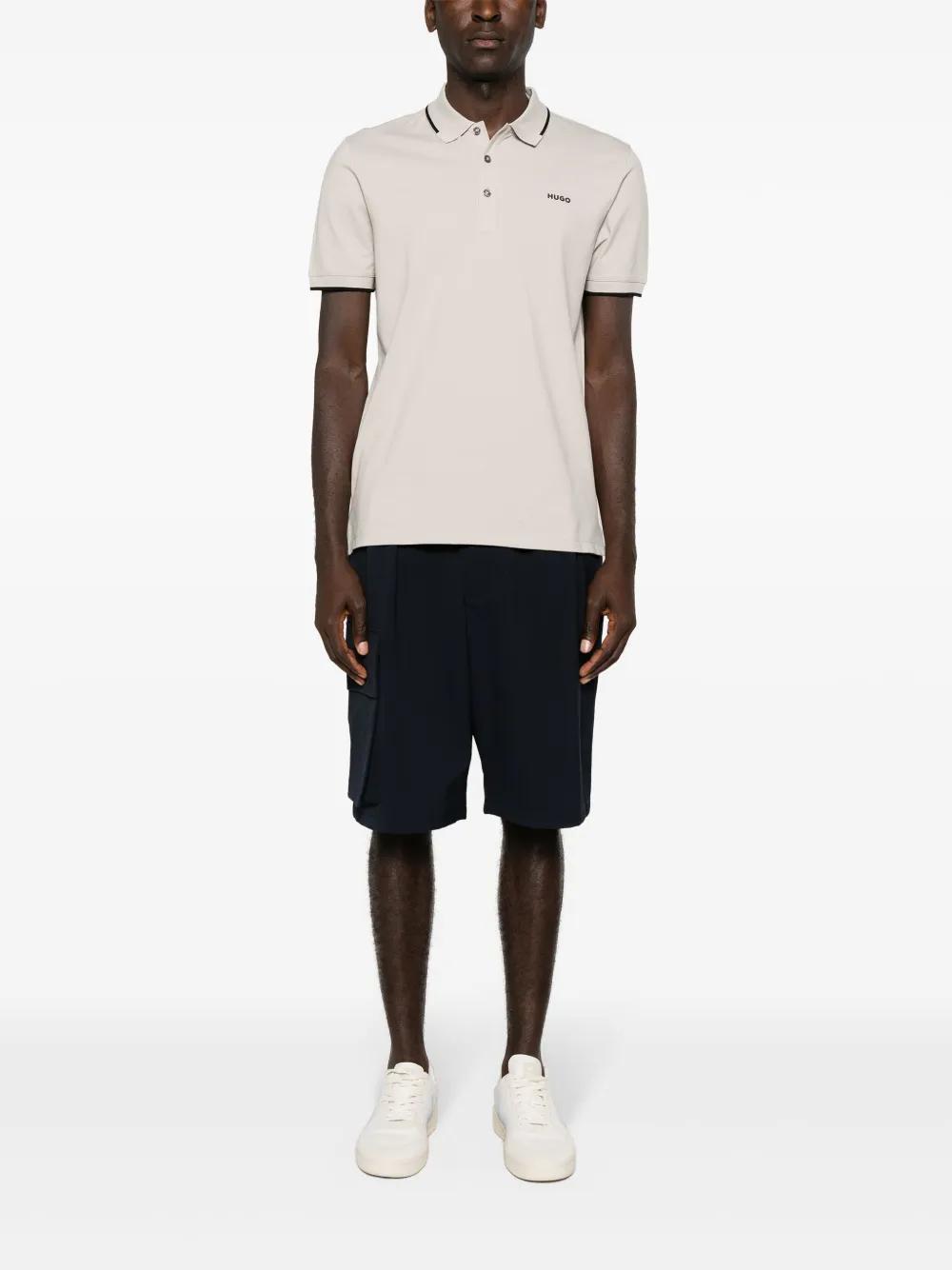 HUGO BOSS Logo-appliqué Piqué Polo Shirt In Neutrals Product Image
