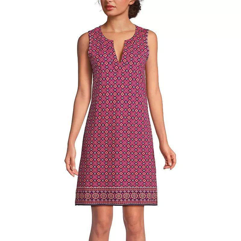Women's Lands' End Splitneck Swim Cover-Up Dress, Size: Medium, Navy White Paisley Product Image
