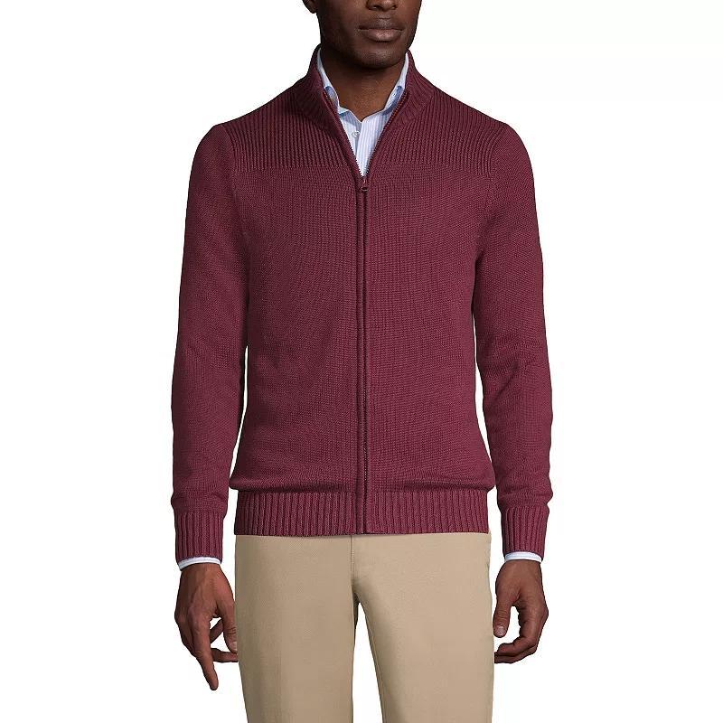 Mens Lands End School Uniform Zip-Front Cardigan Sweater Classic Blue Product Image