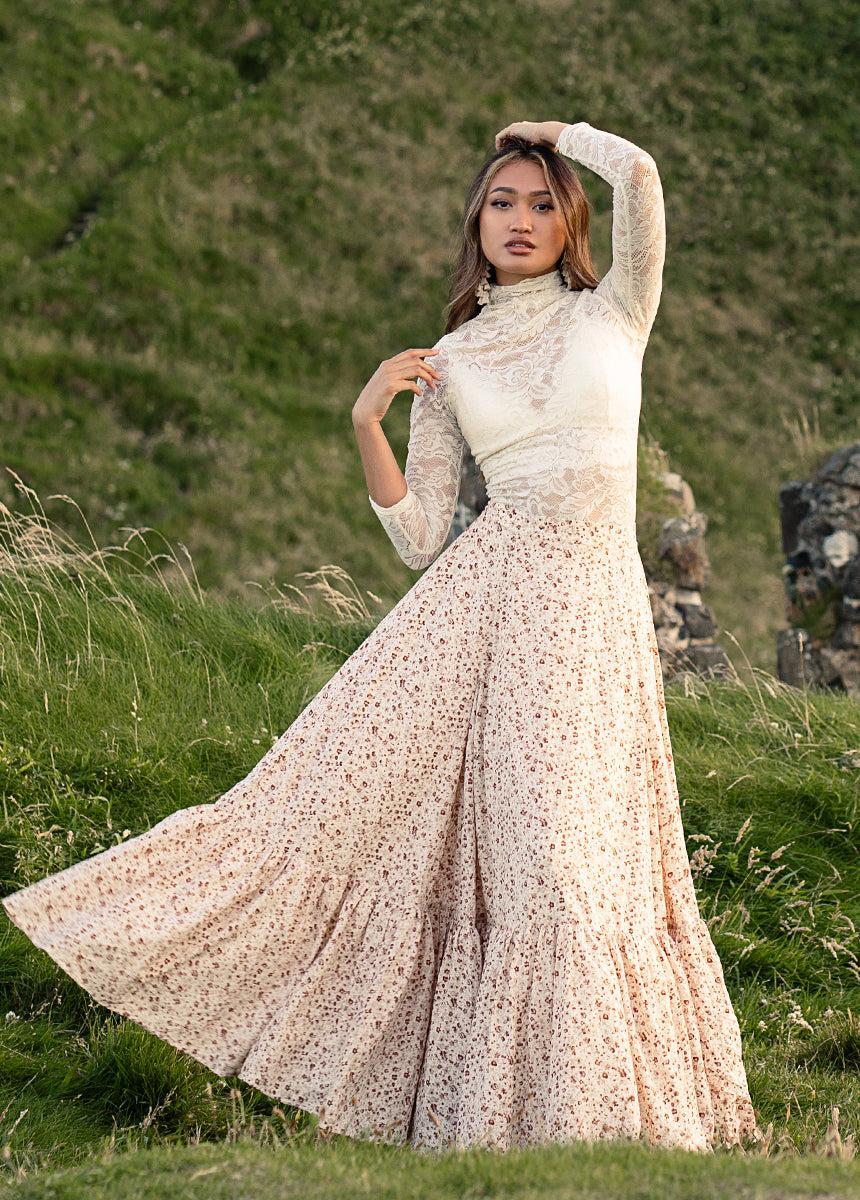 Annah Skirt in Neutral Floral Female Product Image