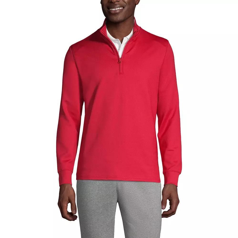 Men's Lands' End School Uniform Quarter Zip Pullover Sweatshirt, Size: Large, Red Product Image