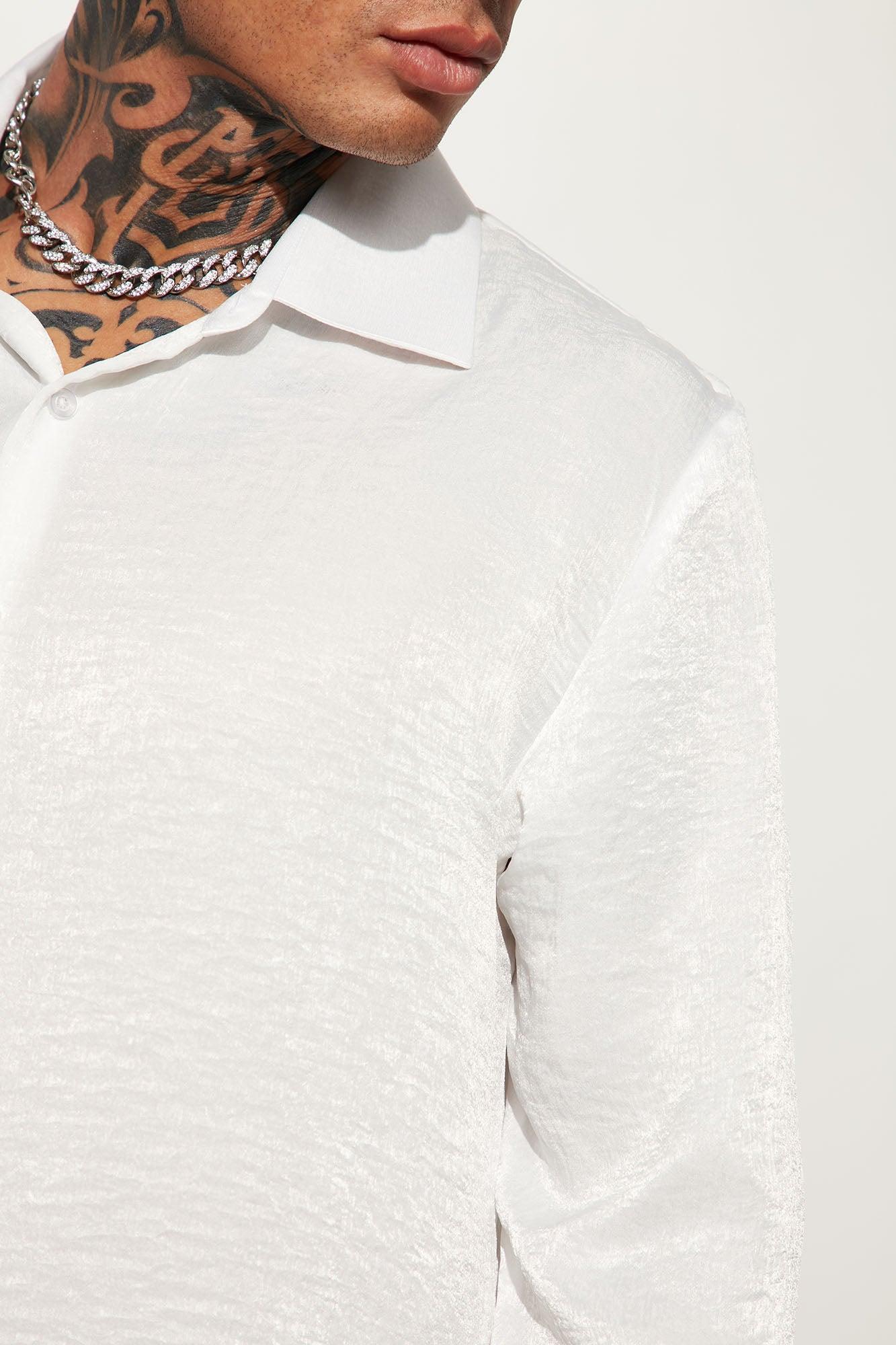 Time To Shine Long Sleeve Button Up Shirt - White Product Image