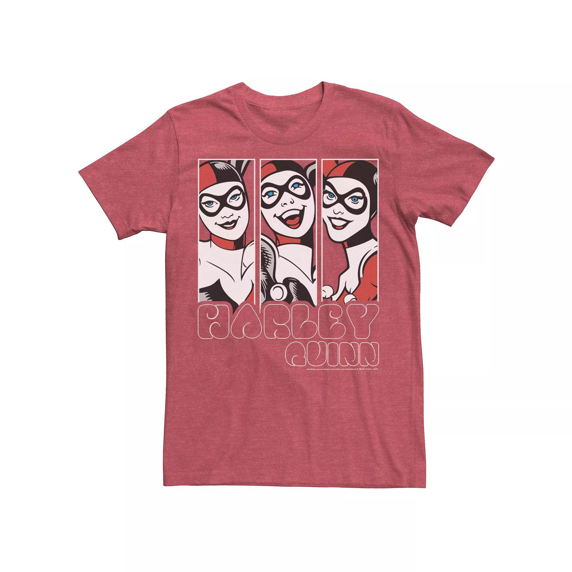 Men's Batman Harley Quinn Vintage Portrait Panel Tee, Size: Medium, Red Hthr Product Image
