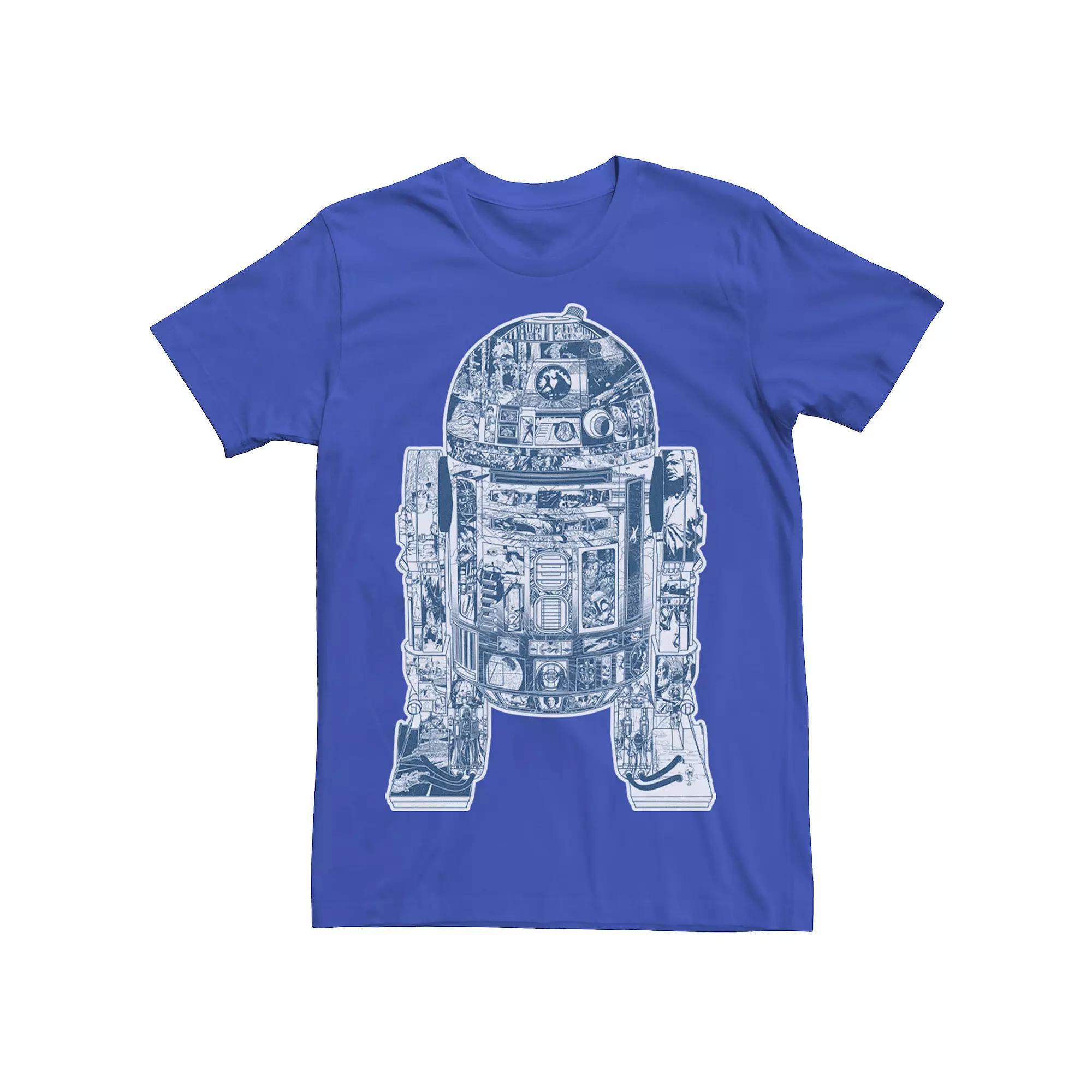 Mens Star Wars R2-D2 Black And White Comic Book Fill Tee Product Image