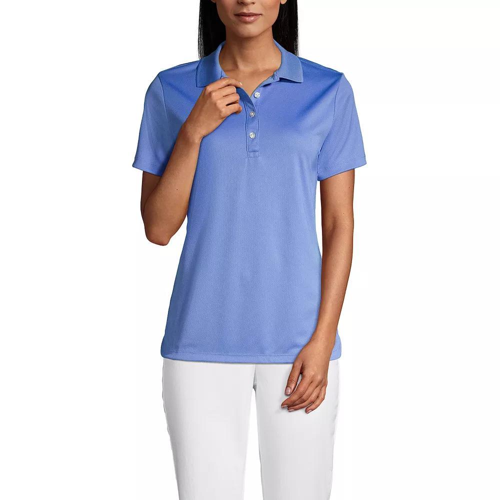 Women's Lands' End Short Sleeve Solid Active Polo Shirt, Size: XL, True Blue Product Image
