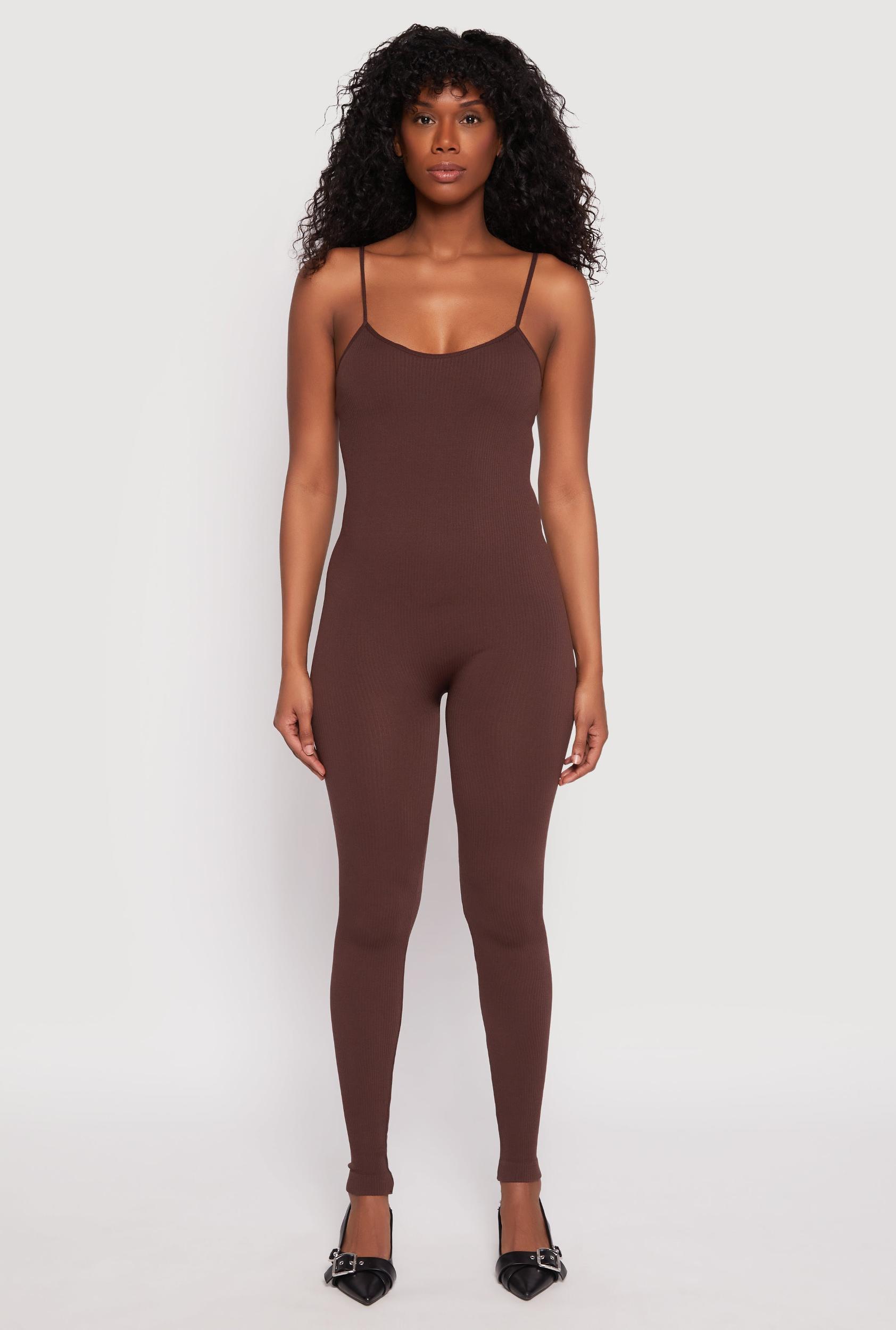 Womens Seamless Ribbed Knit Cami Catsuit Product Image