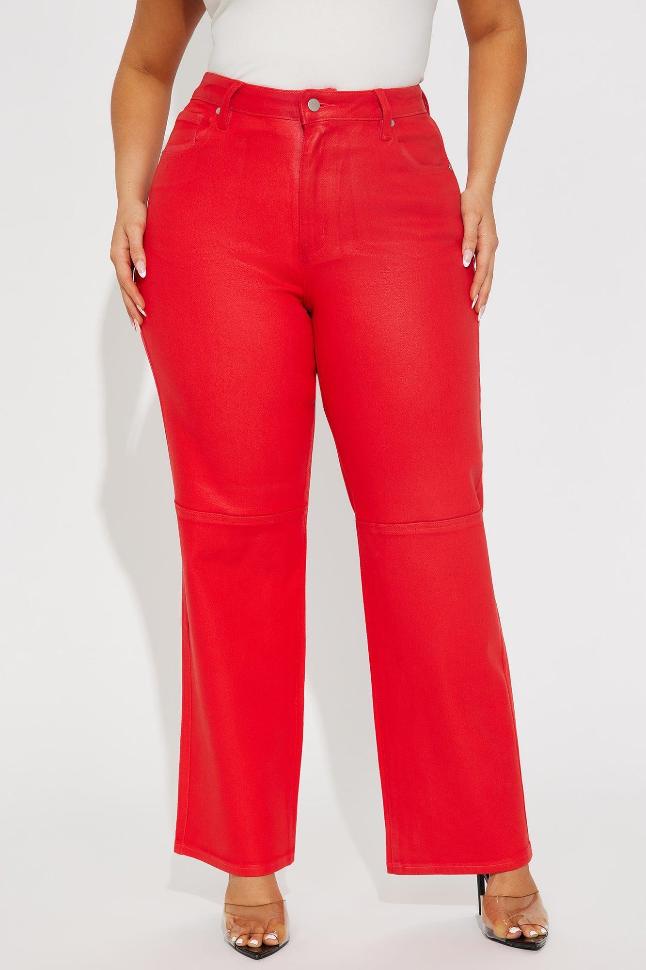 Are You In Coated Straight Leg Pant - Red Product Image