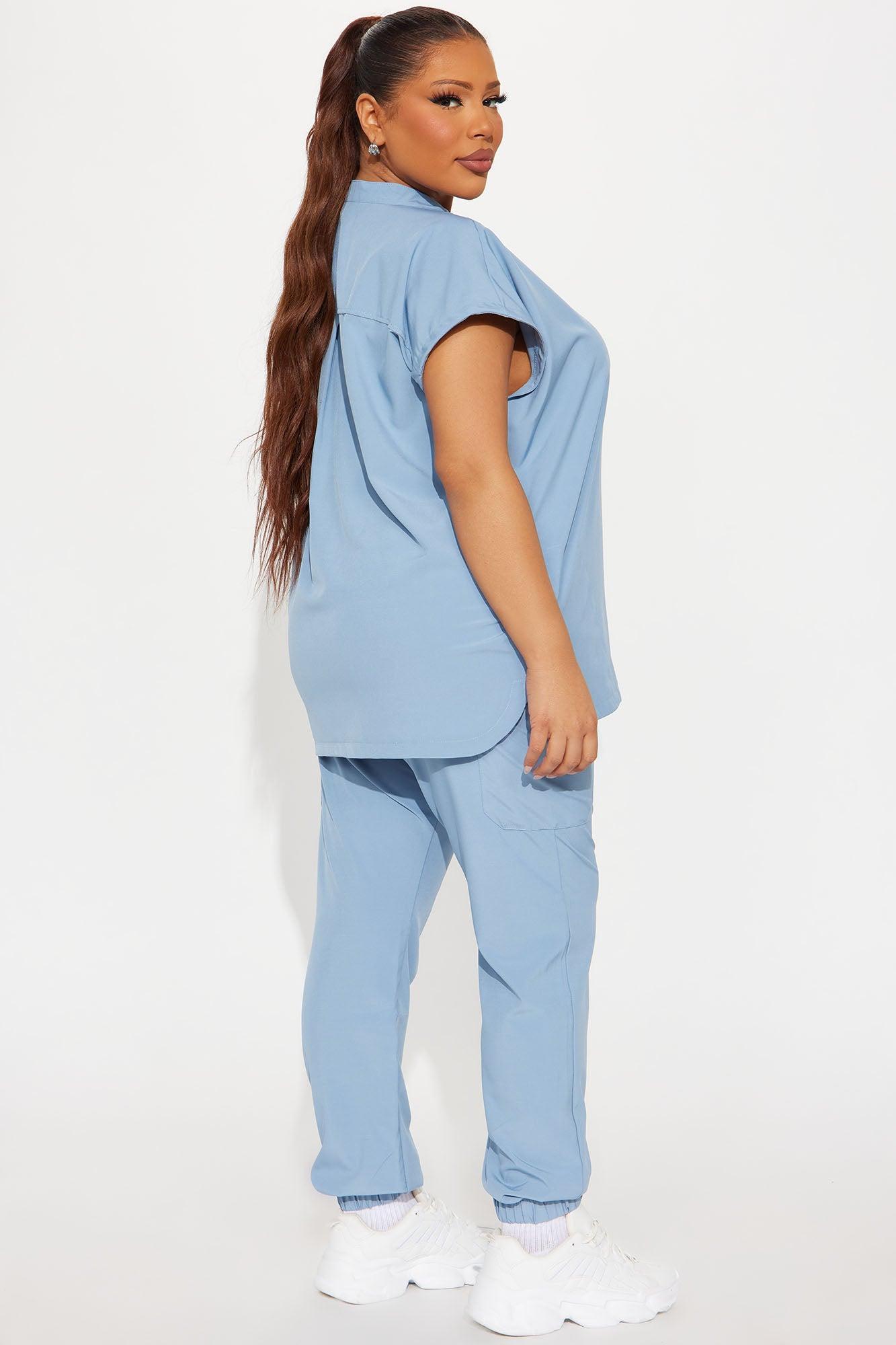 On Call Assist Sleeveless Jogger Scrub Set - Slate Blue Female Product Image