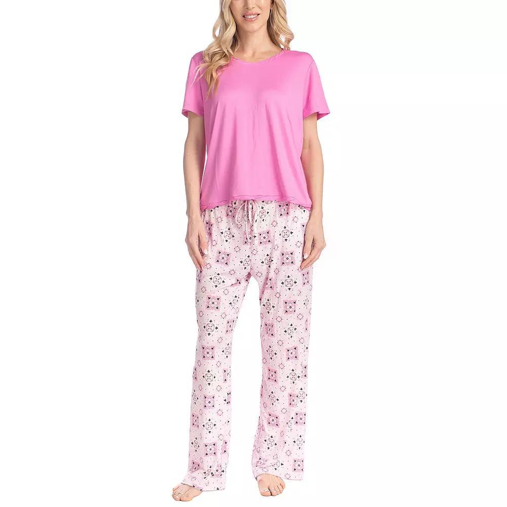 Women's MUK LUKS Garden Party Pajama Top & Pajama Pants Set, Size: Small, Sweet Foulard Product Image