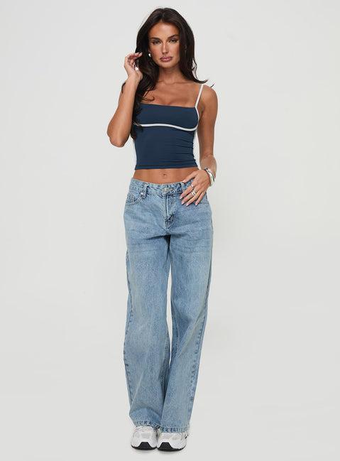 Serenitia Mid Rise Straight Leg Jeans Light Wash Product Image