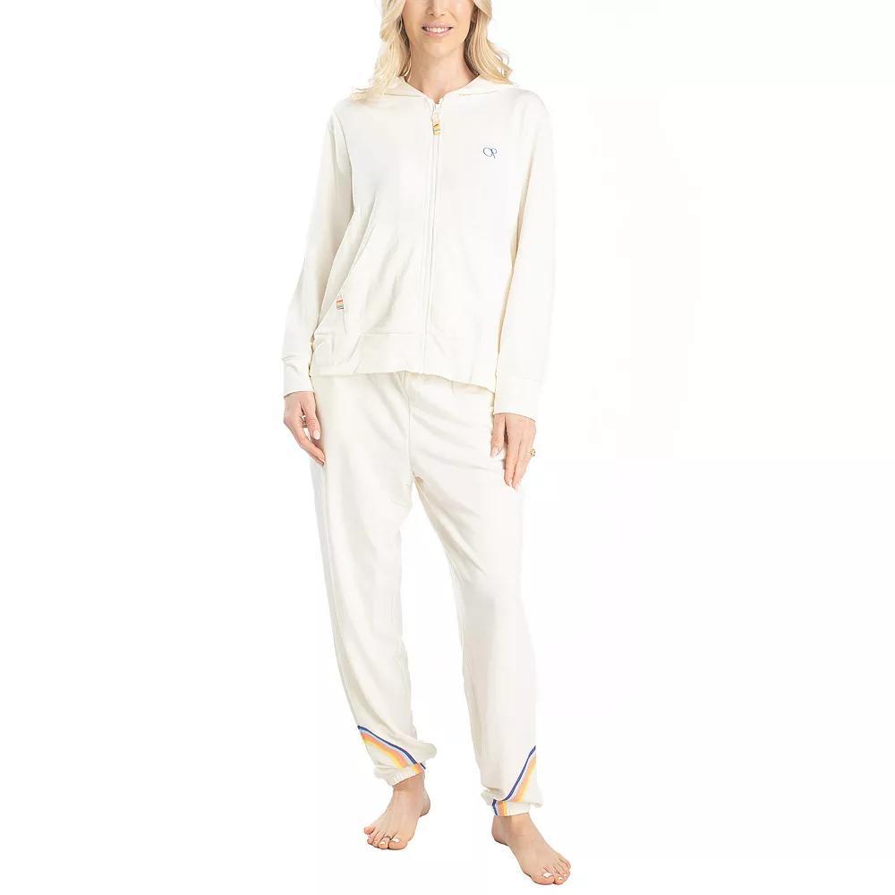 Women's Ocean Pacific® Day Breakers Hoodie & Jogger Pants Set, Size: Medium, White Product Image