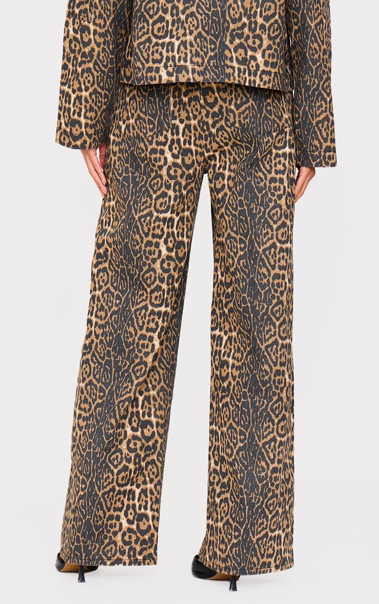 Stone Leopard Twill Wide Leg Pants  Product Image