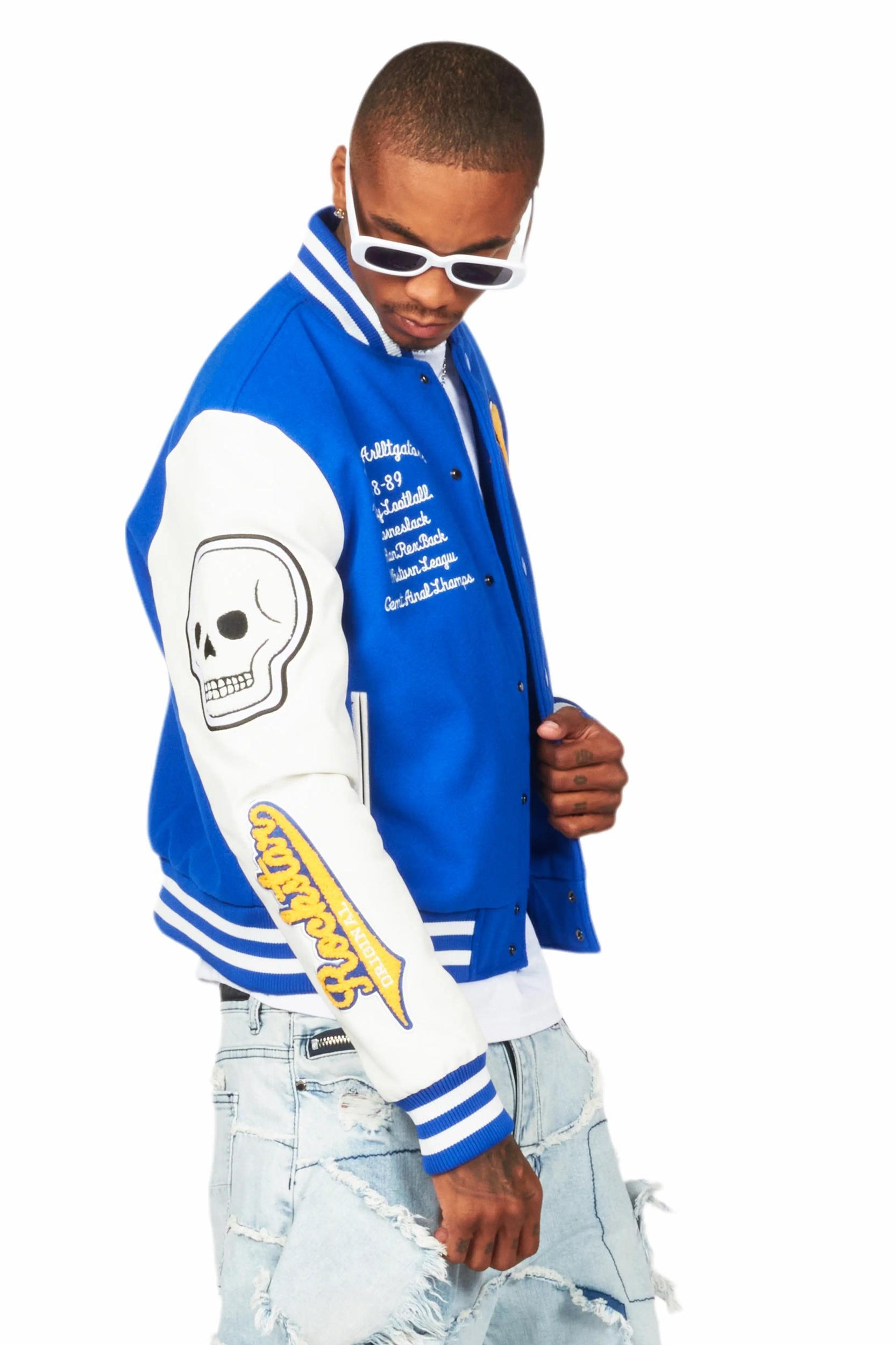 Ahjalee Royal Blue Oversized Varsity Jacket Female Product Image