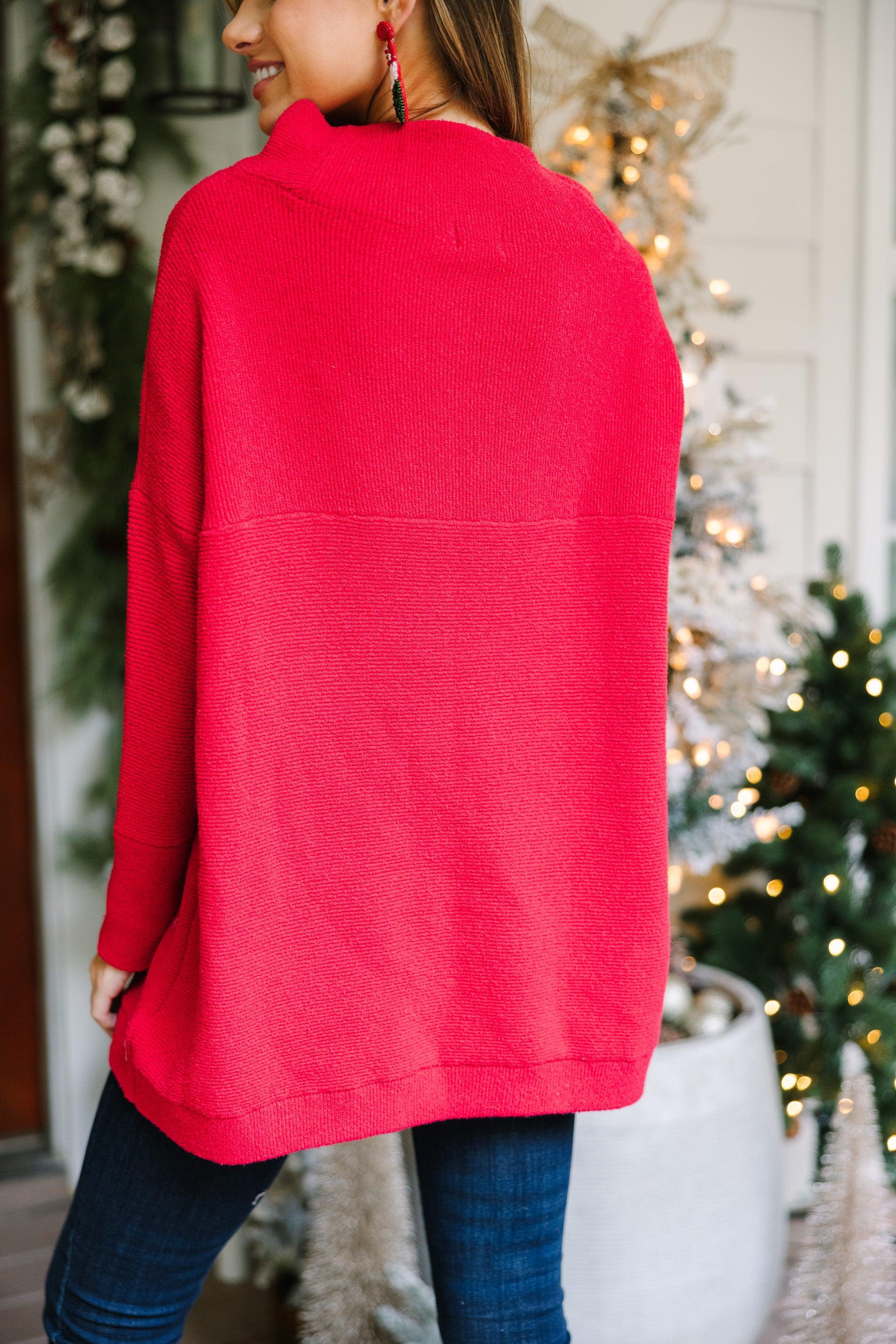 The Slouchy Red Mock Neck Tunic Female Product Image