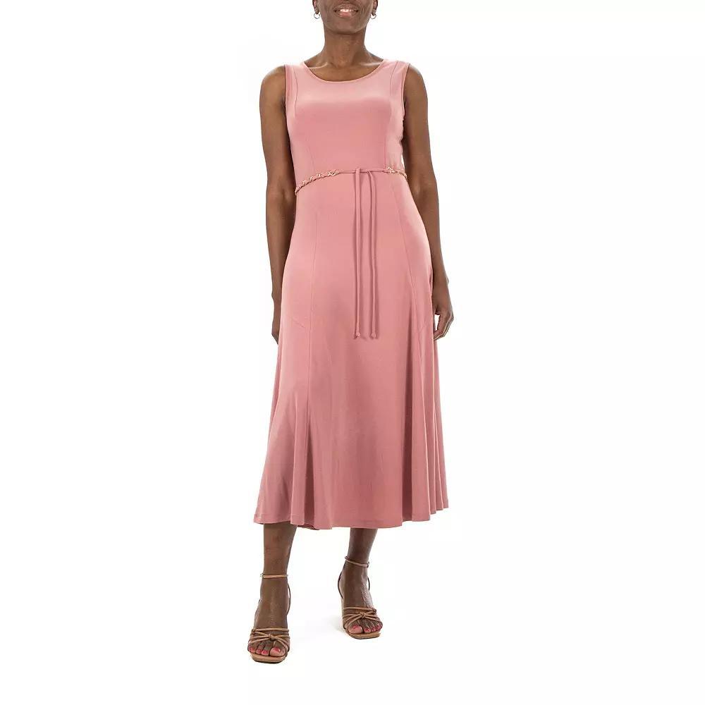 Women's Nina Leonard A-Line Midi Tank Top Dress, Size: Medium, Dusty Pink Product Image