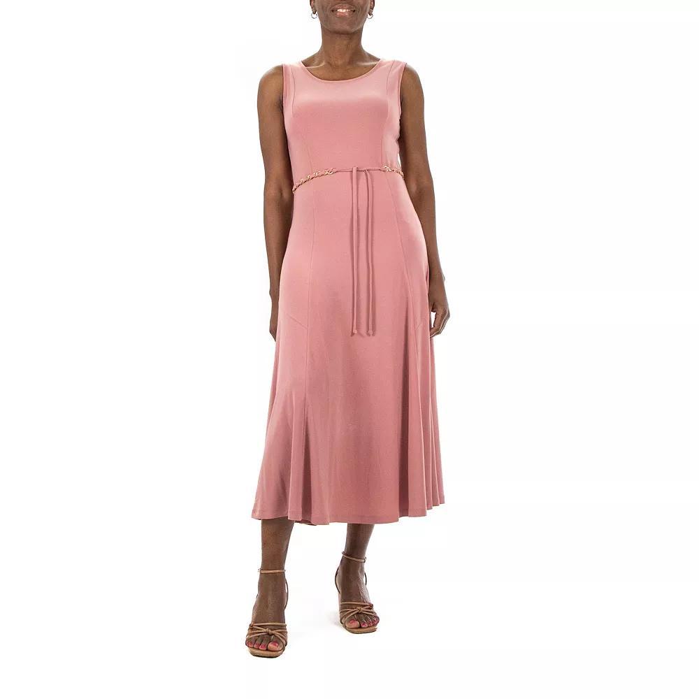 Women's Nina Leonard A-Line Midi Tank Top Dress, Size: Medium, Dusty Pink Product Image